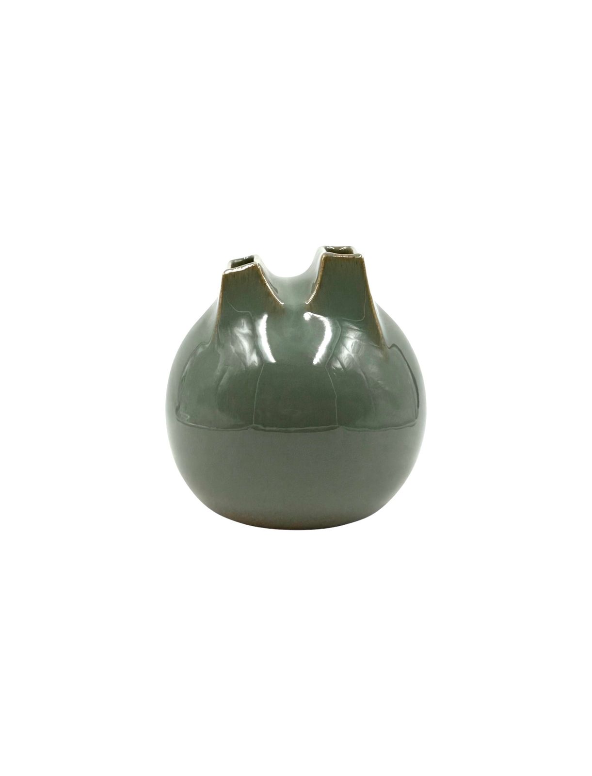 650.0 Mid Century Modern Green Spherical Gres Vase, Franco Bucci Italy Ca. 1970 photo