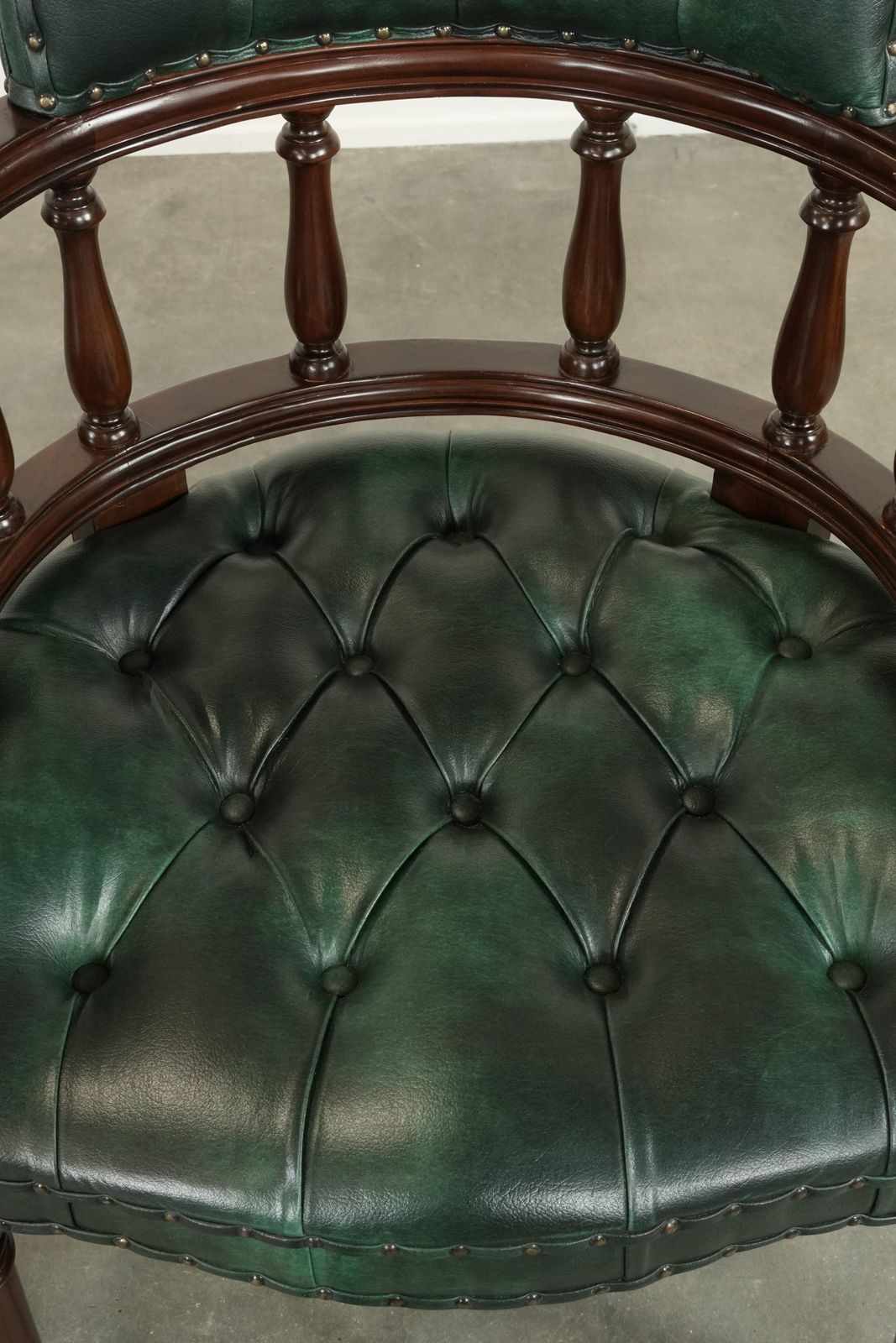 Set Of Two Green Flame Patterned Cowhide Chesterfield Desk Chairs/Side Chairs In English Style photo 944.0