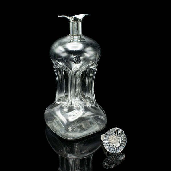 Antique Spirit Decanter, English, Glass, Silver, Port, Brandy Bottle, Edwardian photo furniture