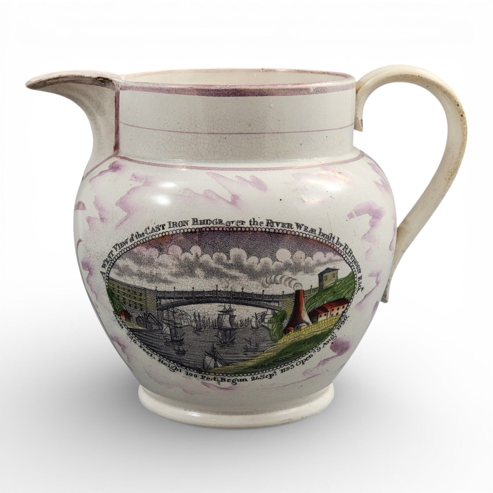 Georgian Sunderland Lustre Jug With Wearmouth Bridge, C. 1800–1820