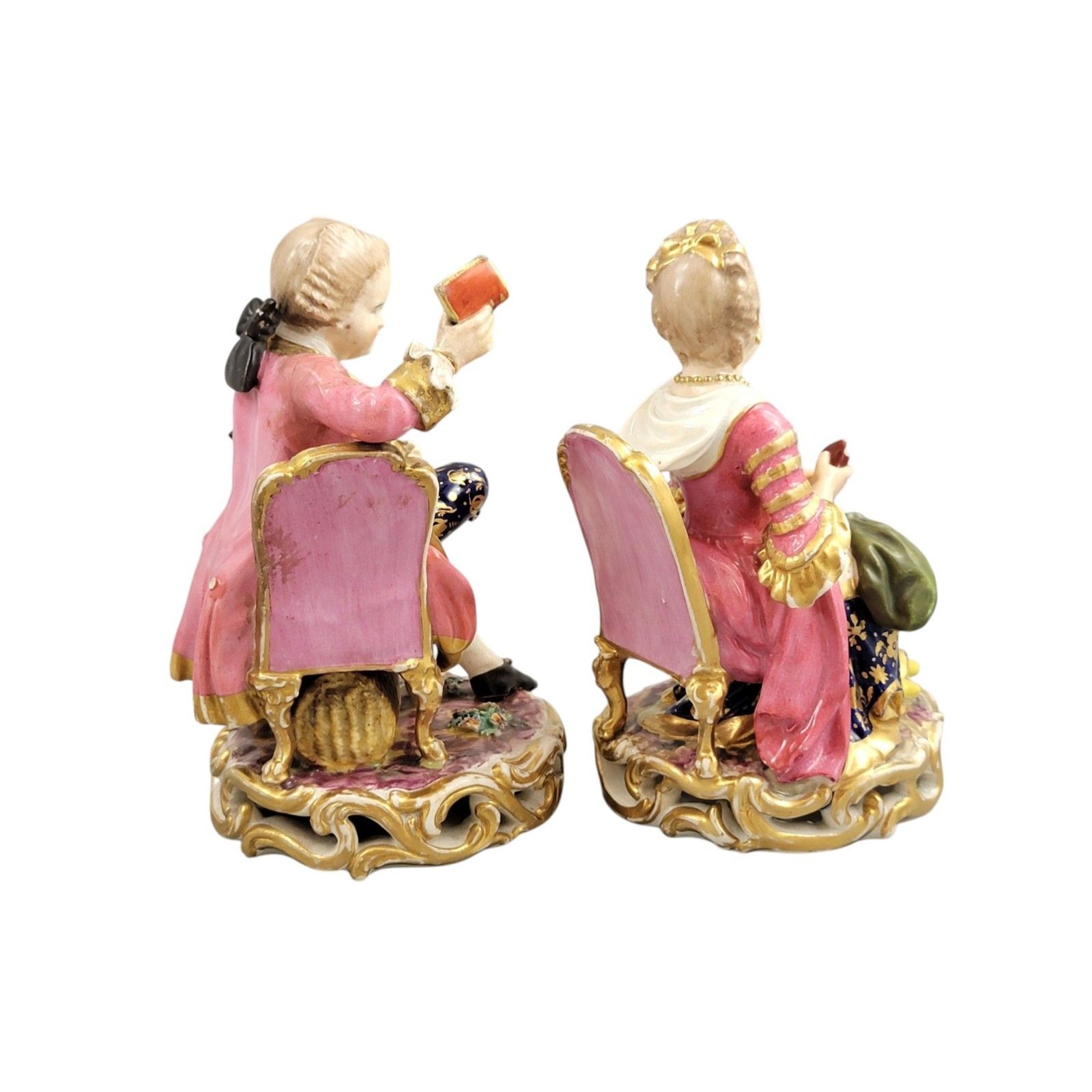 Derby Pair Of Porcelain Figures “Boy Reading A Book And Girl Tatting”, C. 1785 photo 700.0