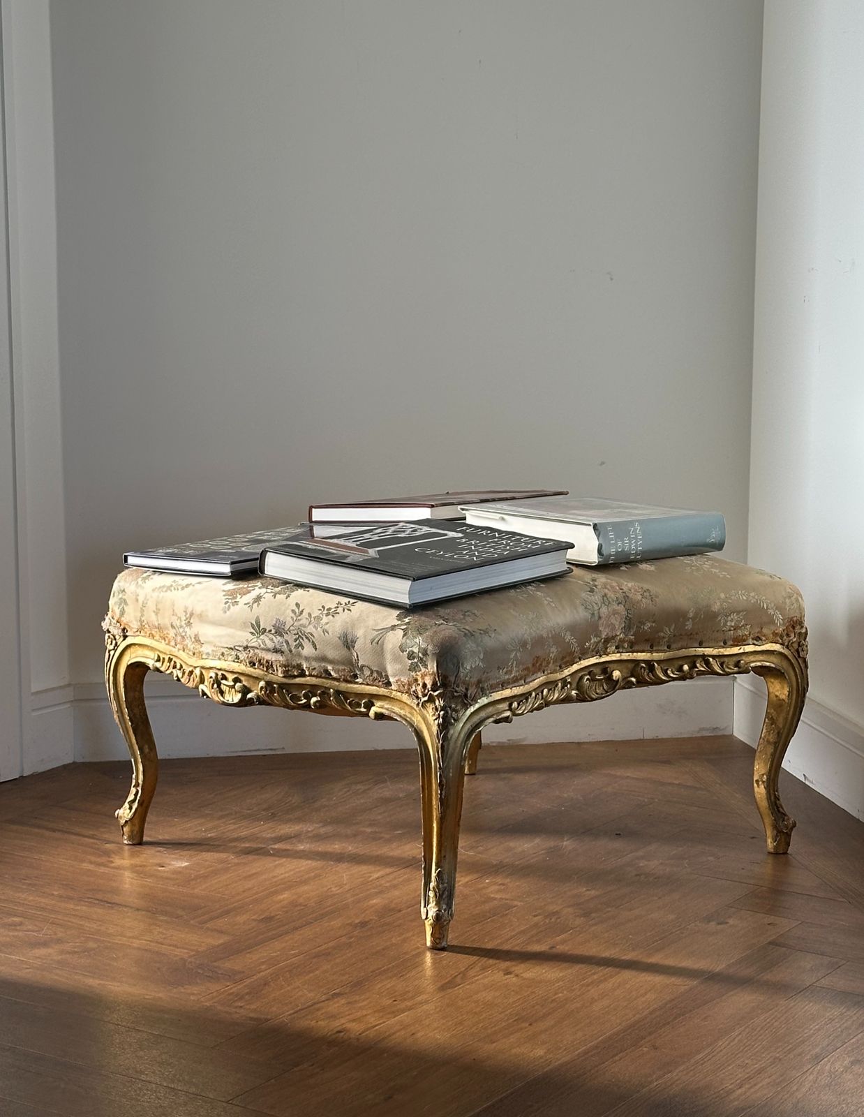 A French 19th Century Carved Giltwood And Parcel Gilt Centre Stool photo furniture