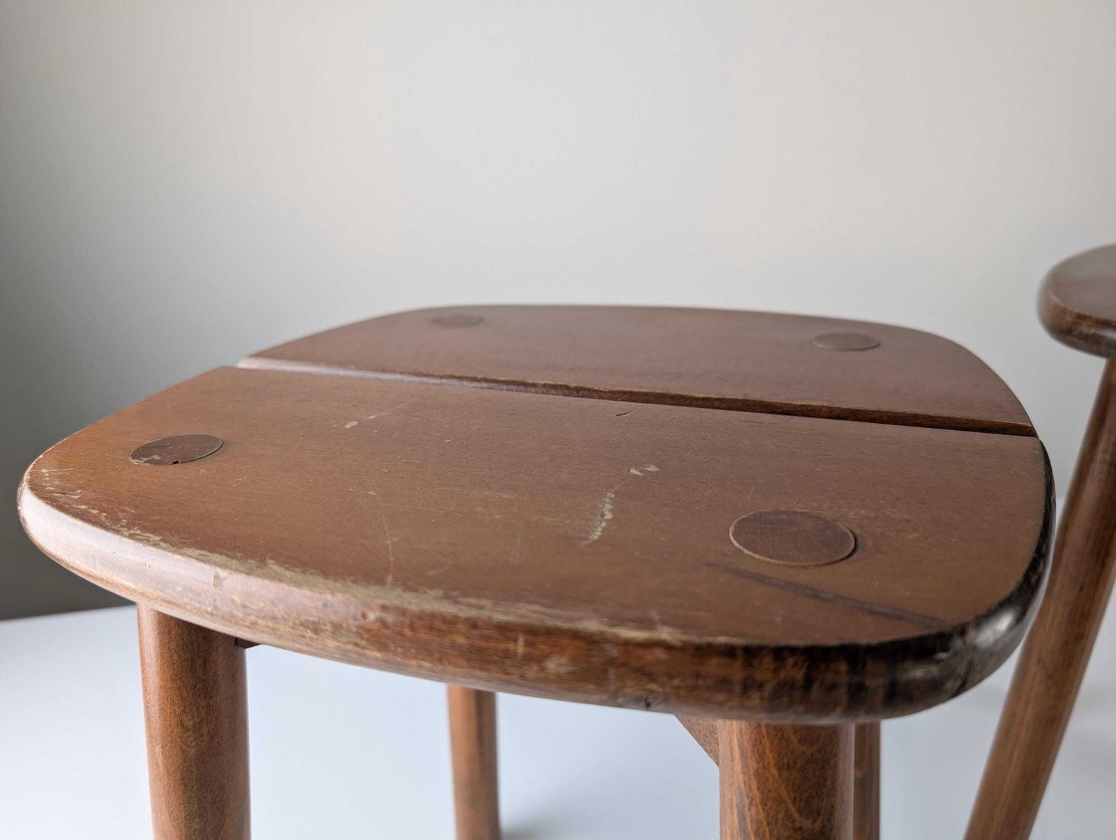 photo vinterior Pair Of Wooden Stools By Pierre Gautier Delaye, France, 1960s
