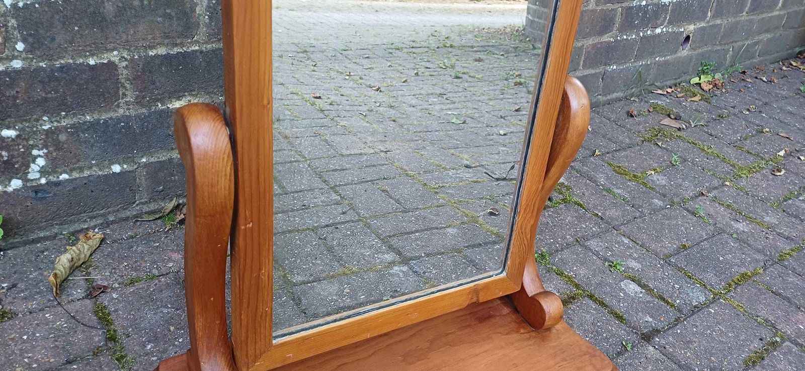 Rare Victorian Stripped Pine Dressing Table Mirror Antique Freestanding Vanity Mirror Thick Original Glass Rustic 19th Century photo 195.0