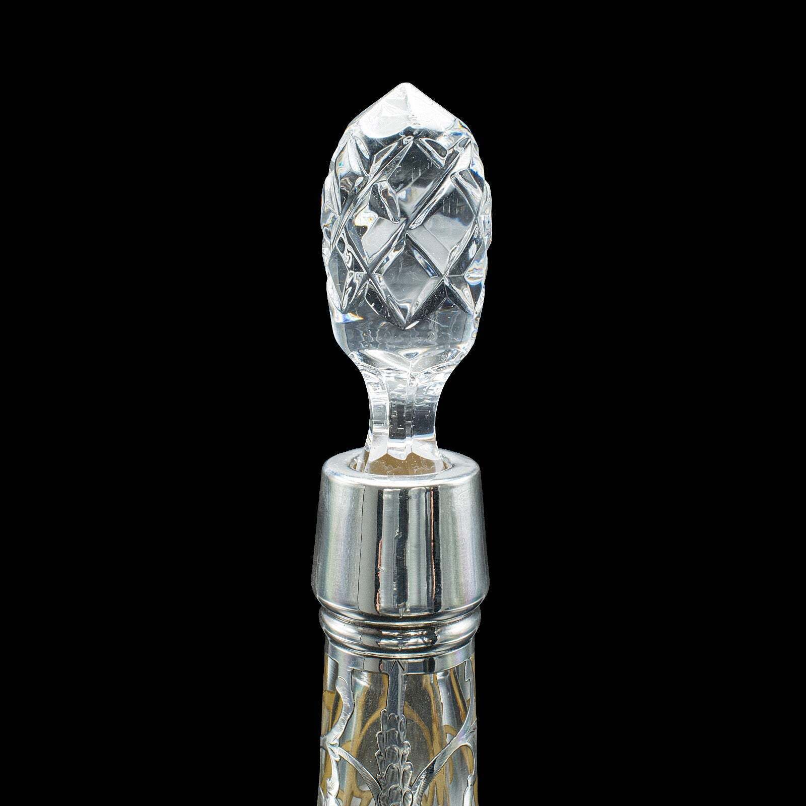 Antique Sherry Decanter, English, Glass, Silver Plate, Spirit Bottle, Edwardian photo buy