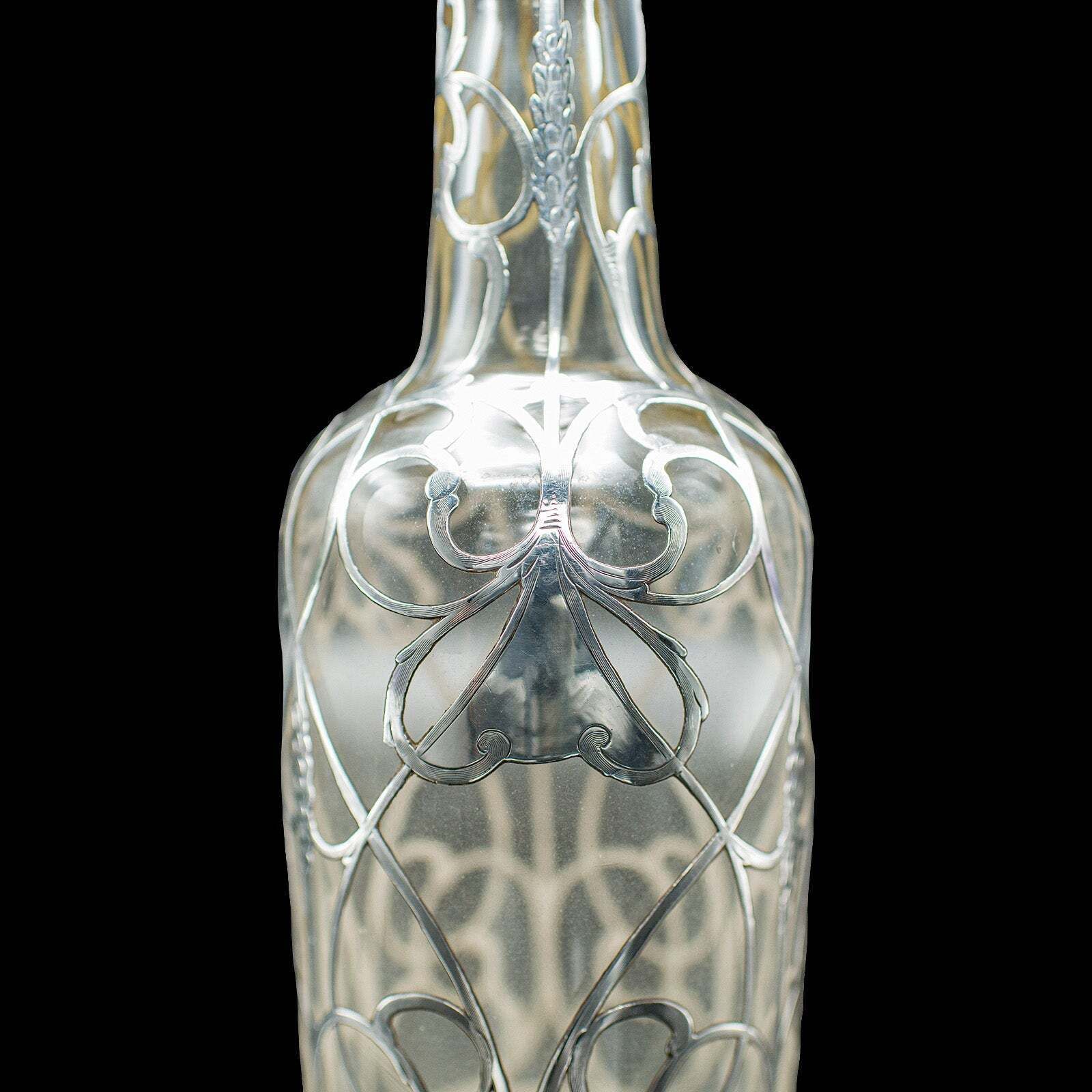 photo for sale Antique Sherry Decanter, English, Glass, Silver Plate, Spirit Bottle, Edwardian