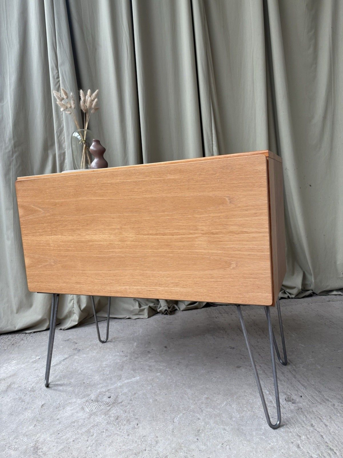 Vtg Mid Century Compact Sideboard Media Cabinet Scandi Danish Retro R1130