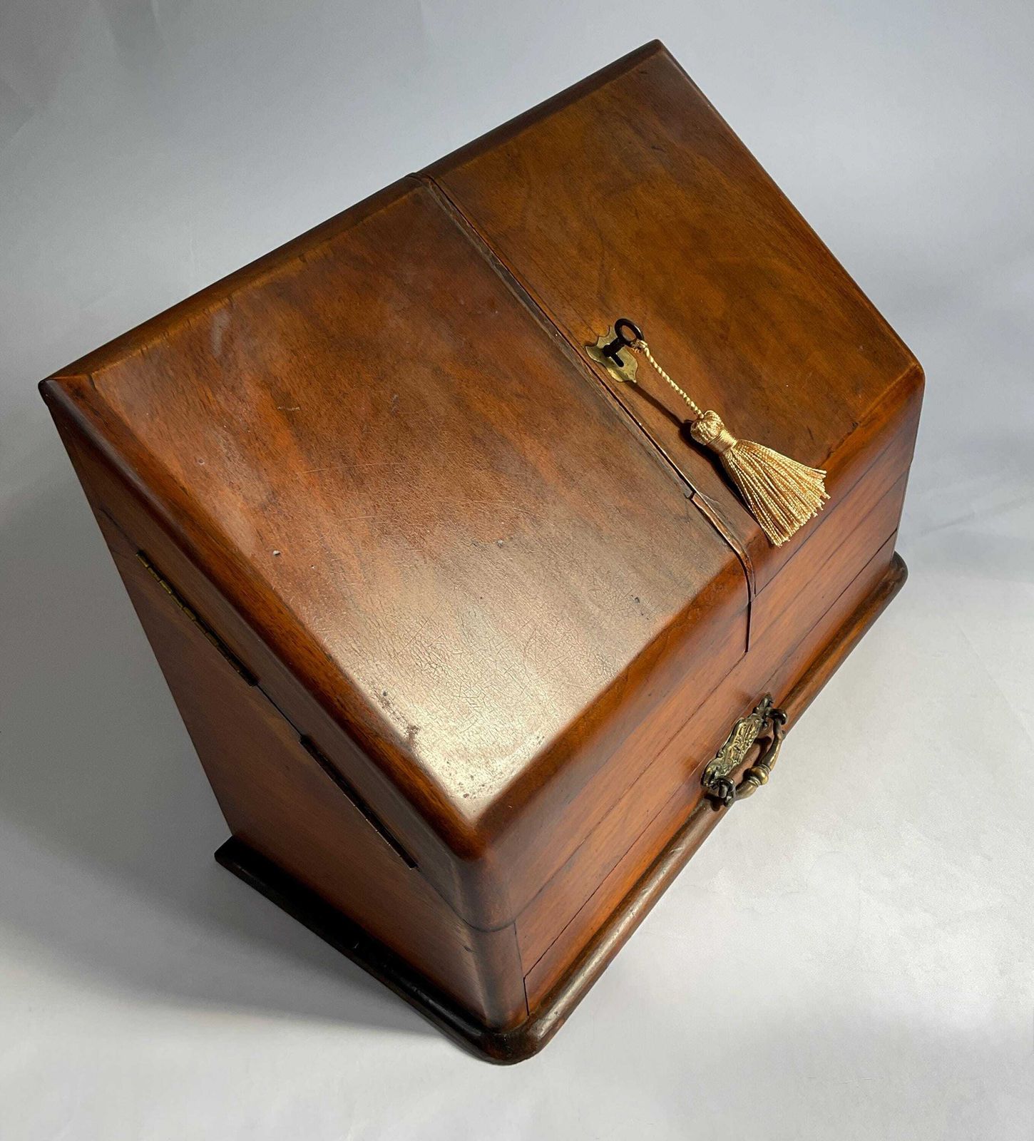 Victorian Gentleman's Time Capsule Stationery Box Complete With Silver And Cut Glass Inkwell And Many Other Accessories. photo for sale