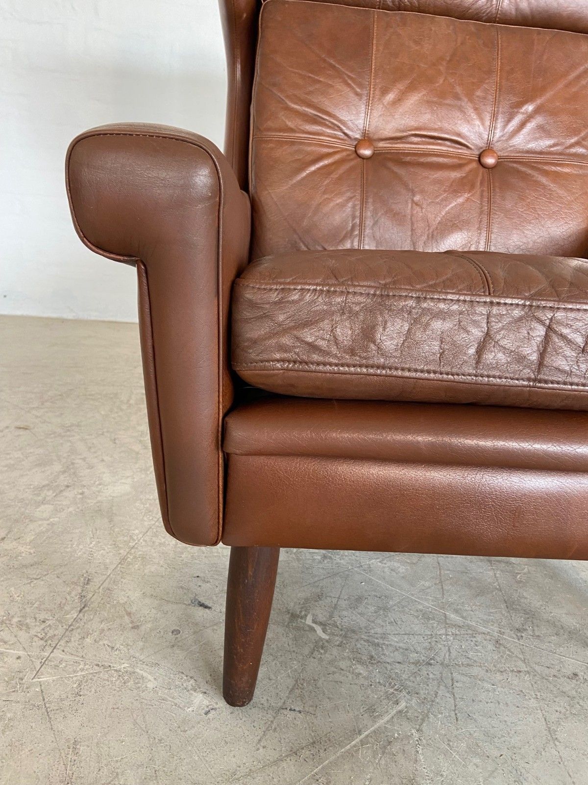 Vintage Danish  Retro Svend Skipper  Ear Flap Lounge Chair In  Cognac  Leather photo vinterior