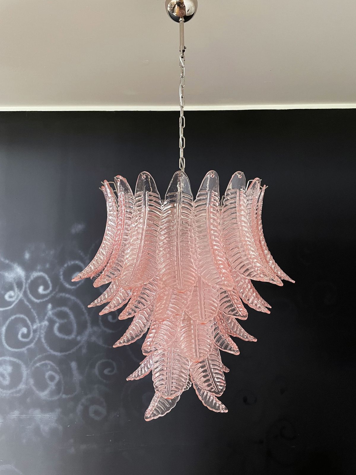 Lighting Huge Italian Murano Six Tier Pink Felci Glass Chandelier photo