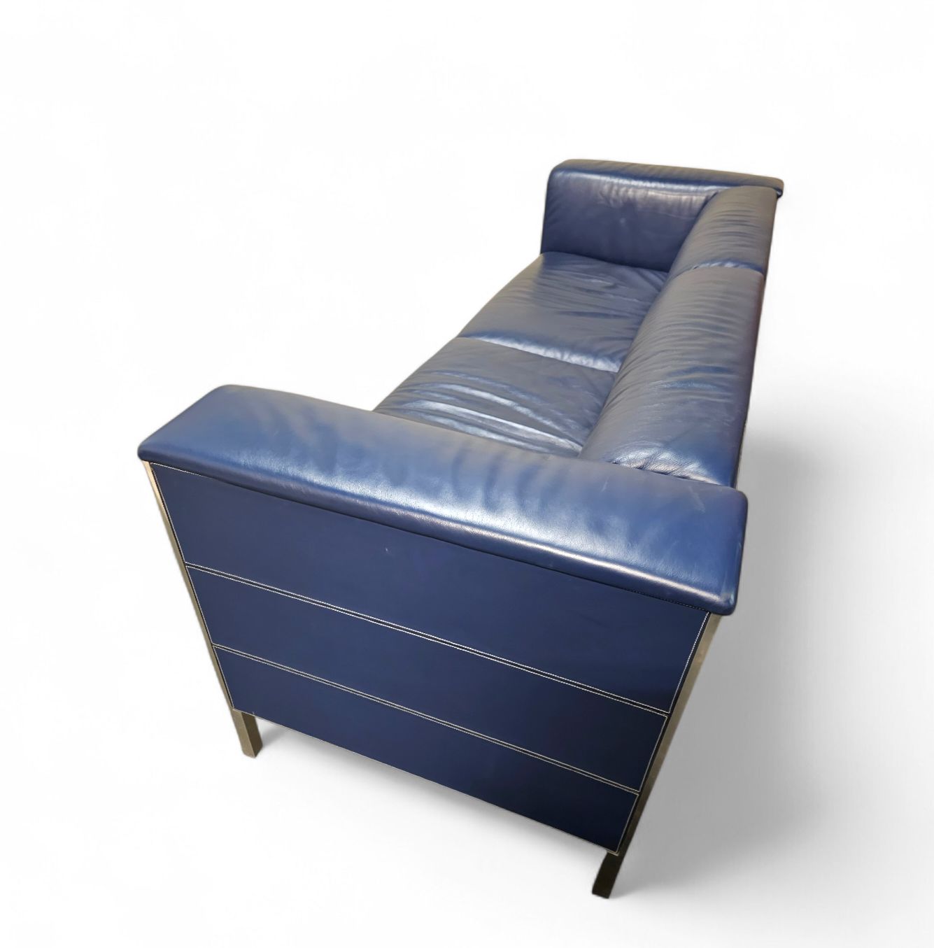 Poltrona Frau Set / Dark Blue Leather / Talus / Sofa   Chairs   / 3 Seater / 2 X Lounge Chair photo Furniture