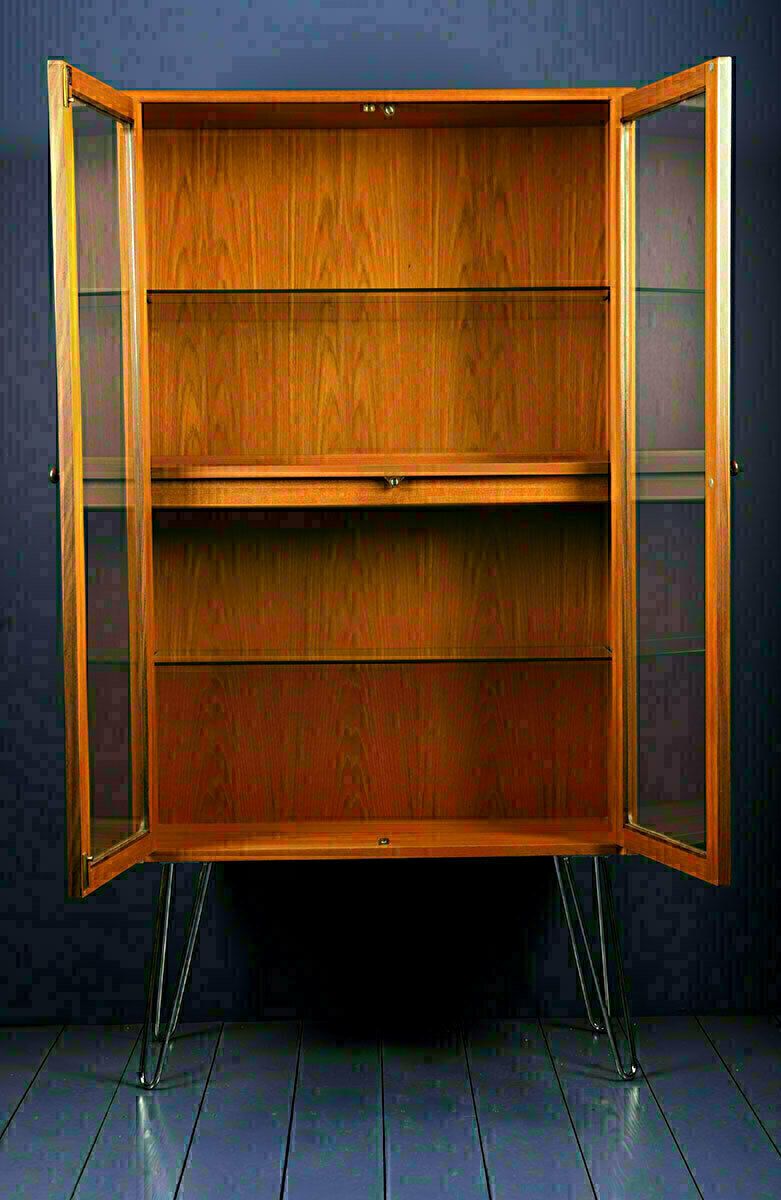 G Plan Fresco Large Glass Drinks Display Cabinet On Hairpin Legs 1970s photo buy