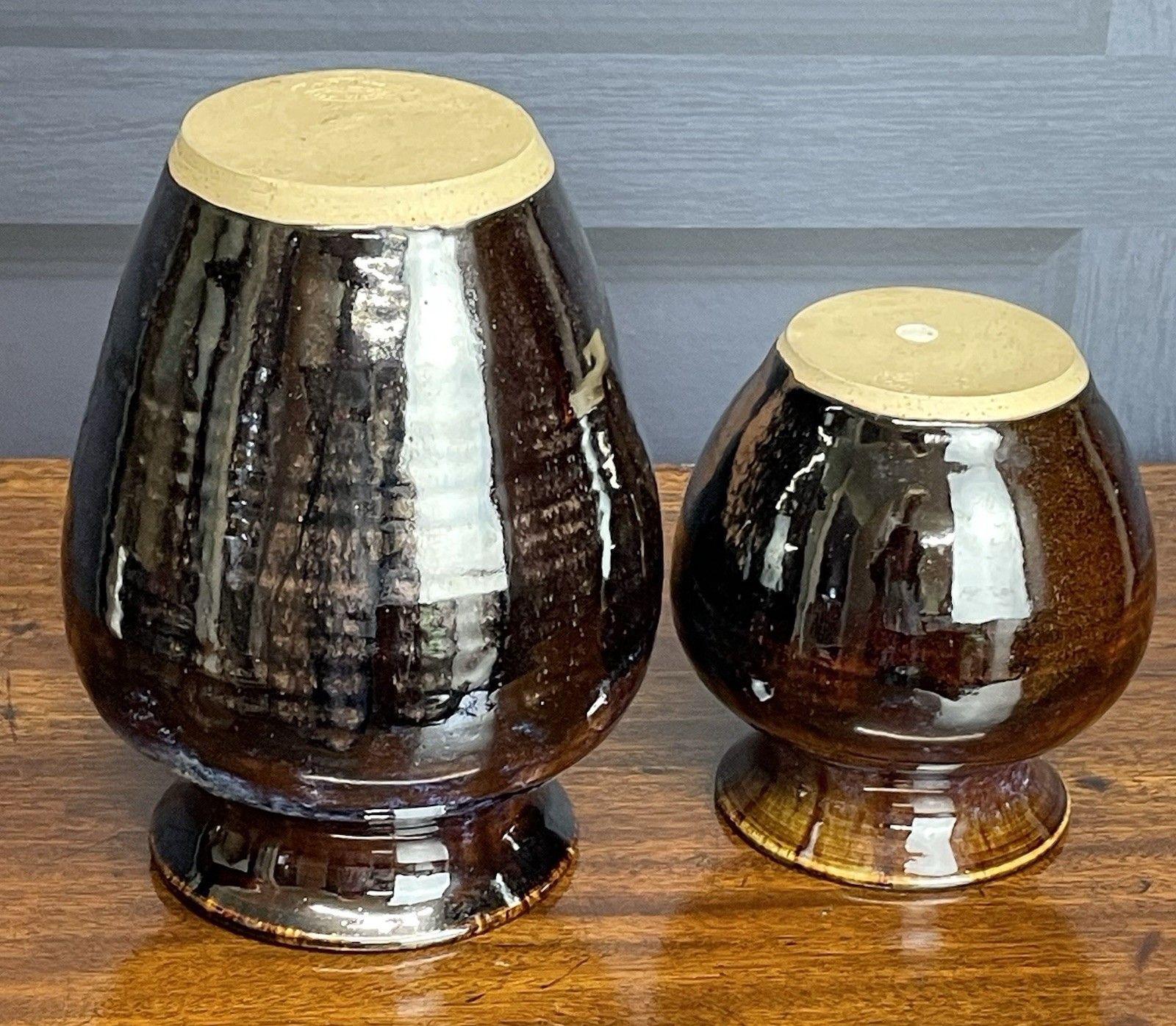 75.0 Vtg Studio Pottery Glazed Vases Large & Medium Blue Brown Loch Ness Clay Works photo
