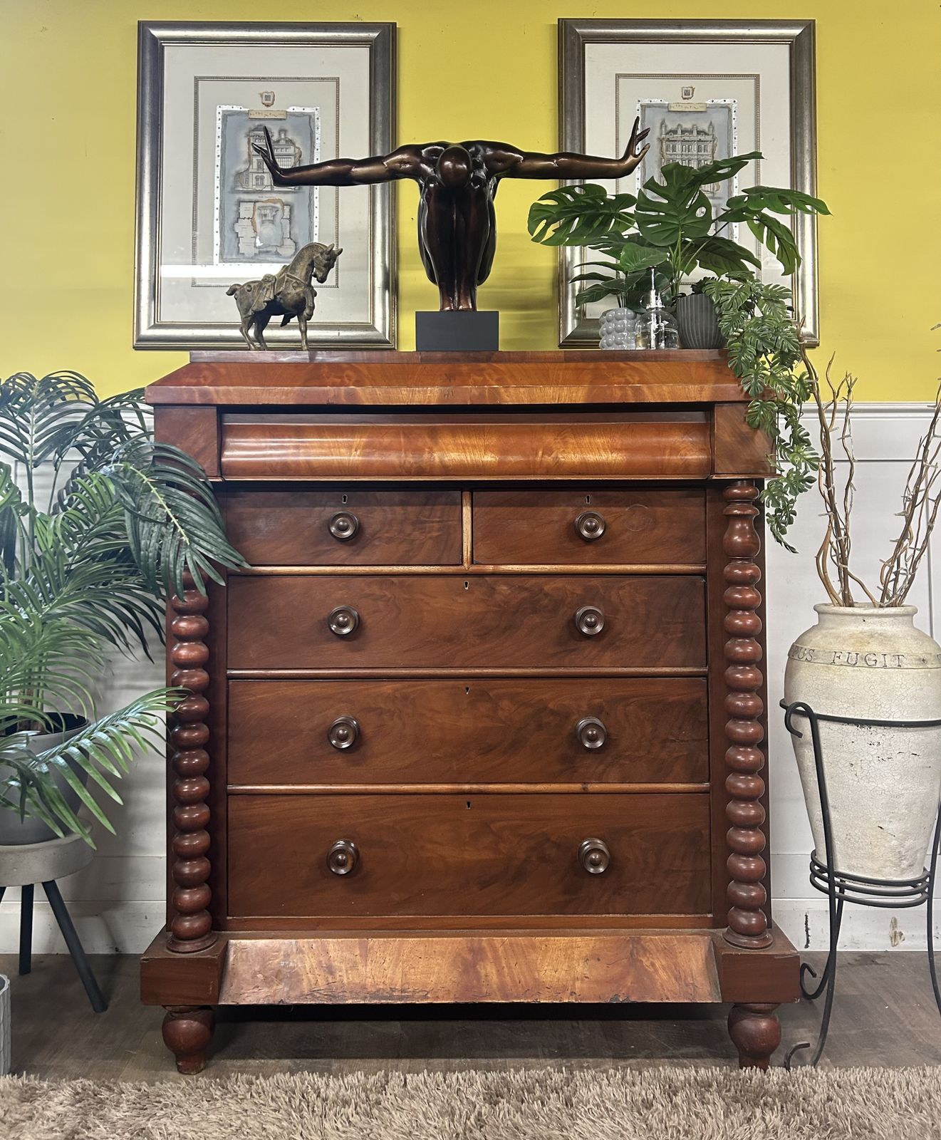 Victorian Scottish Barley Twist Mahogany Chest Of Drawers photo furniture