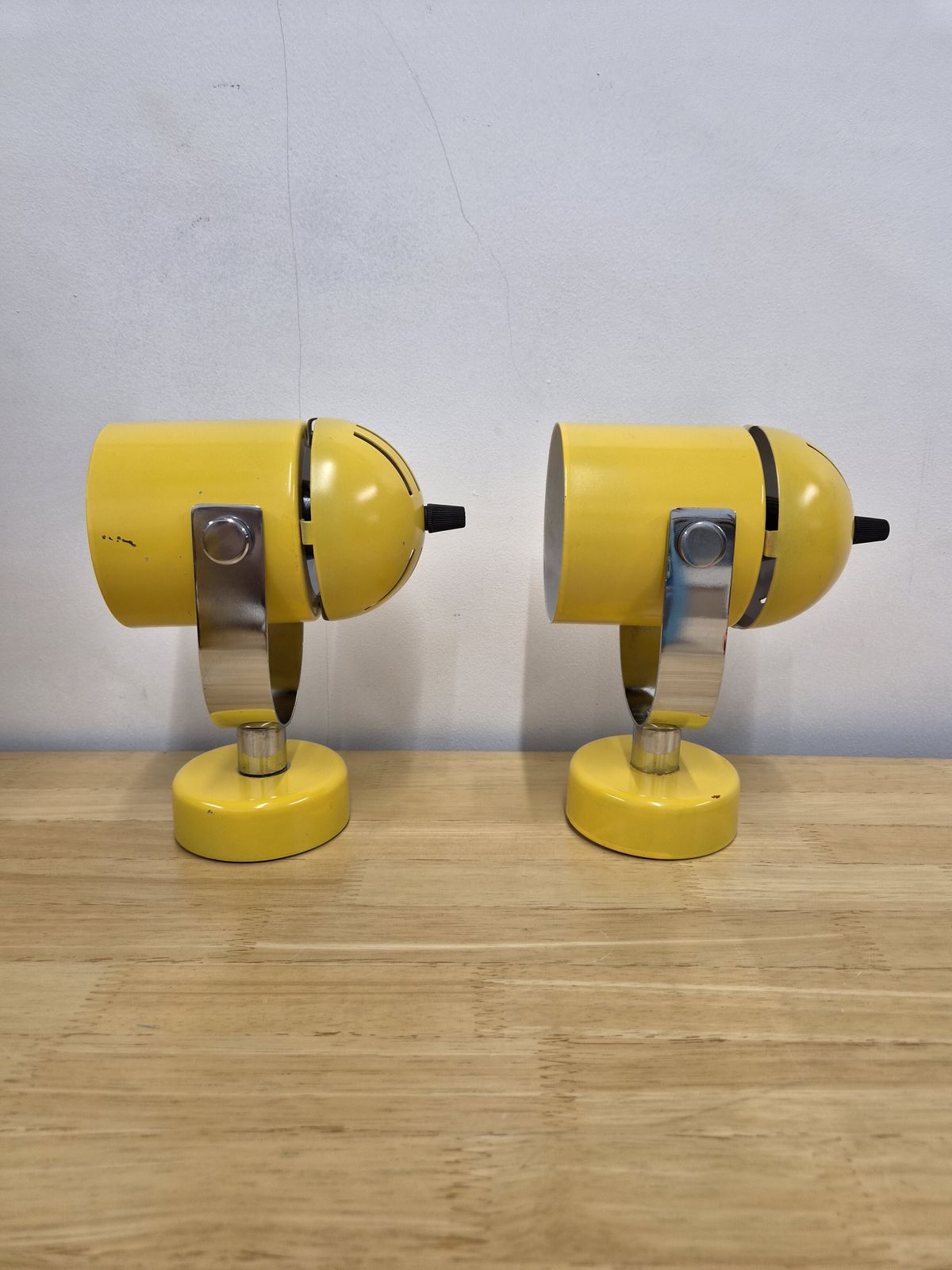 Pair Of Mid Century Stanislav Indra Spot Or Table Lamps 1970s Yellow photo vinterior