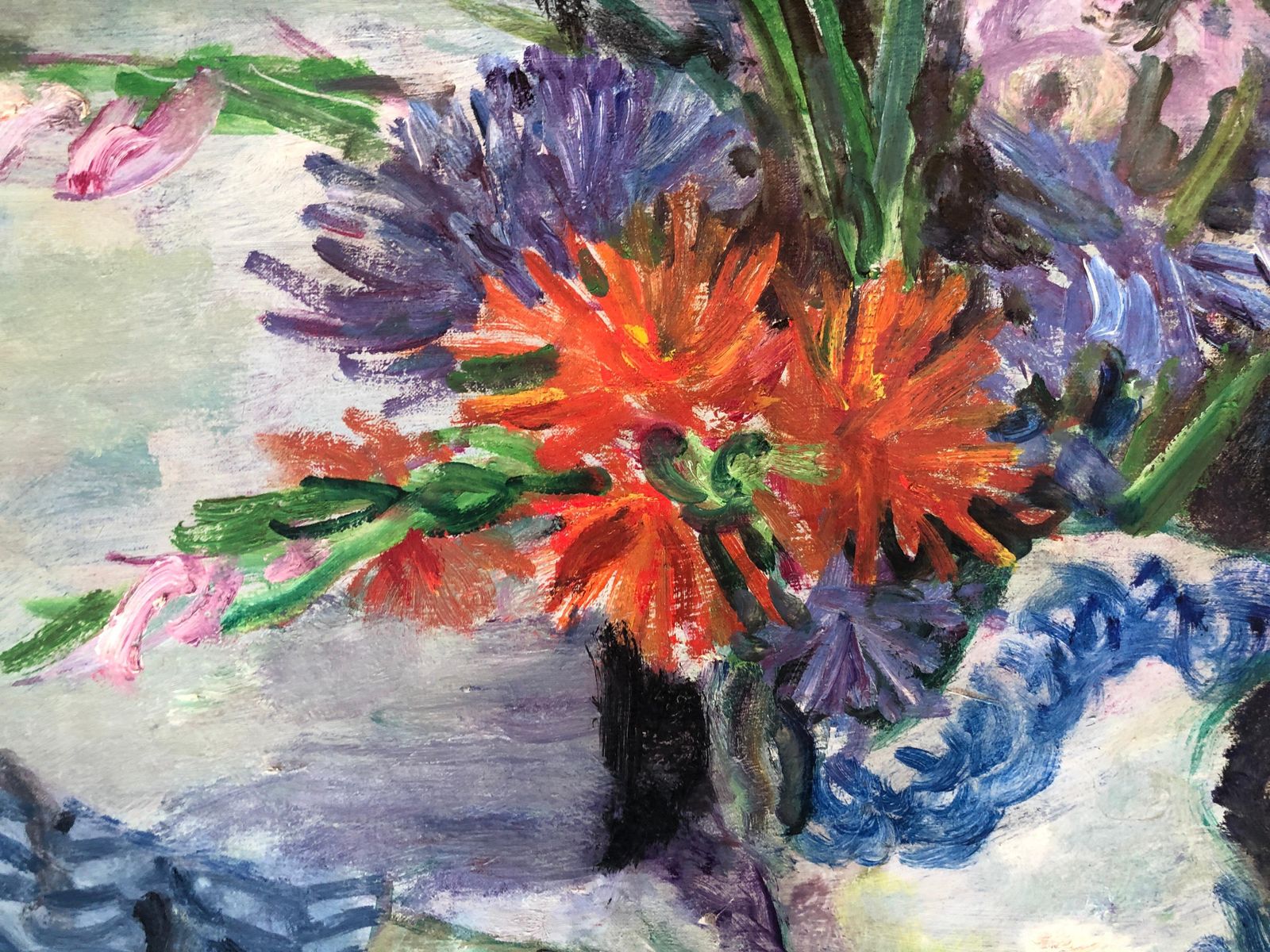 Josep Maria Mallol Suazo Mid Century Reclining Woman With Flowers, Spanish Figurative Oil Painting, Catalan School Interior Scene, 1955 photo Art