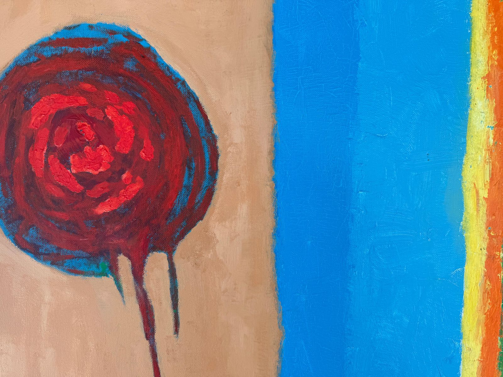 Antonio Pérez Portabella Spanish Abstract Expressionist Red Flower Painting, Acrylic On Canvas 1996 photo vinterior