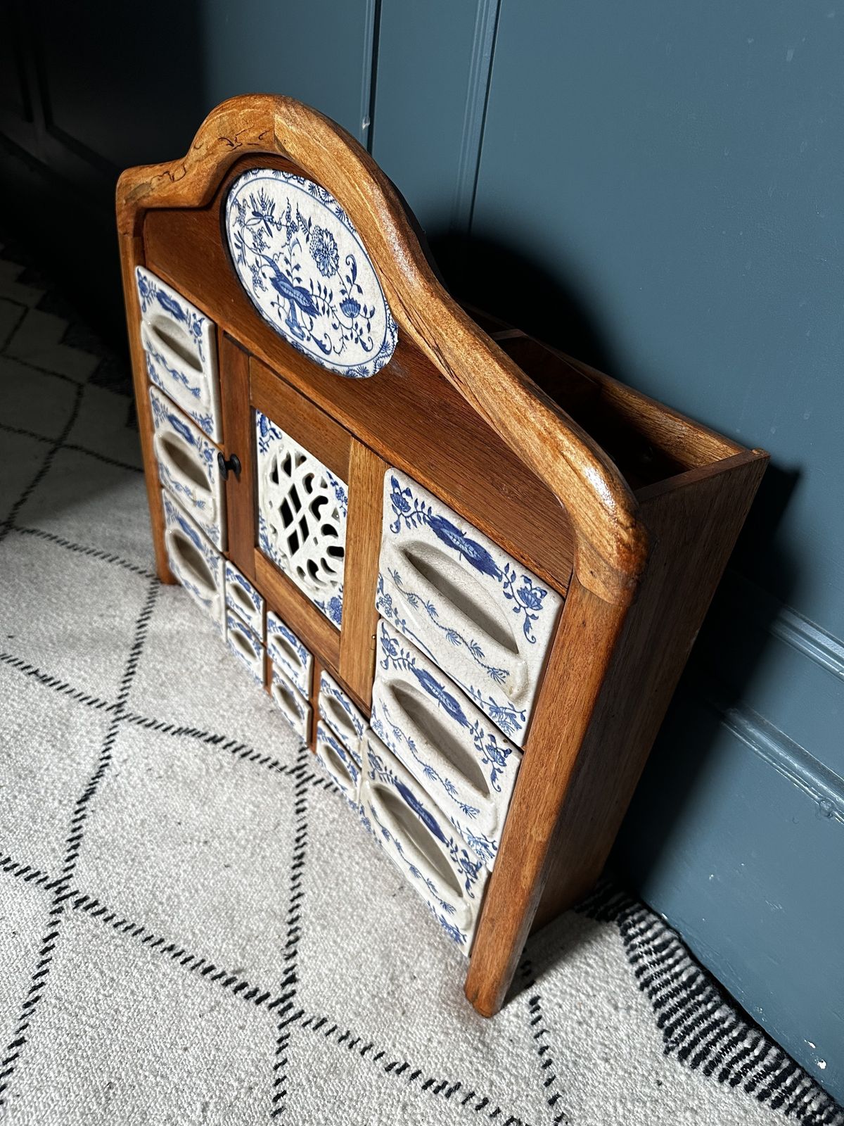 Mid Century 1960s Dutch Ceramic Porcelain Spice Rack Cabinet photo Furniture