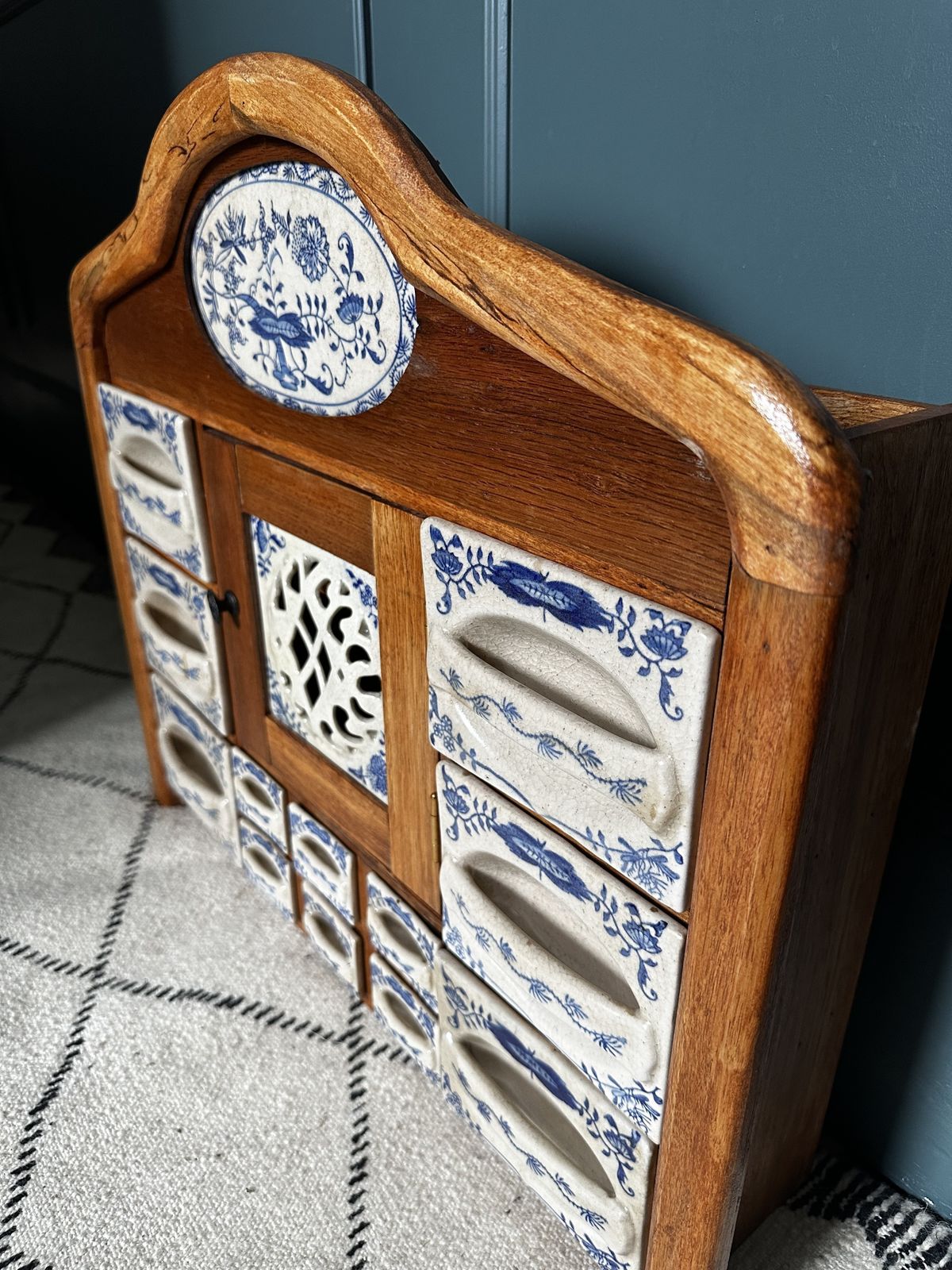 Mid Century 1960s Dutch Ceramic Porcelain Spice Rack Cabinet photo 385.0