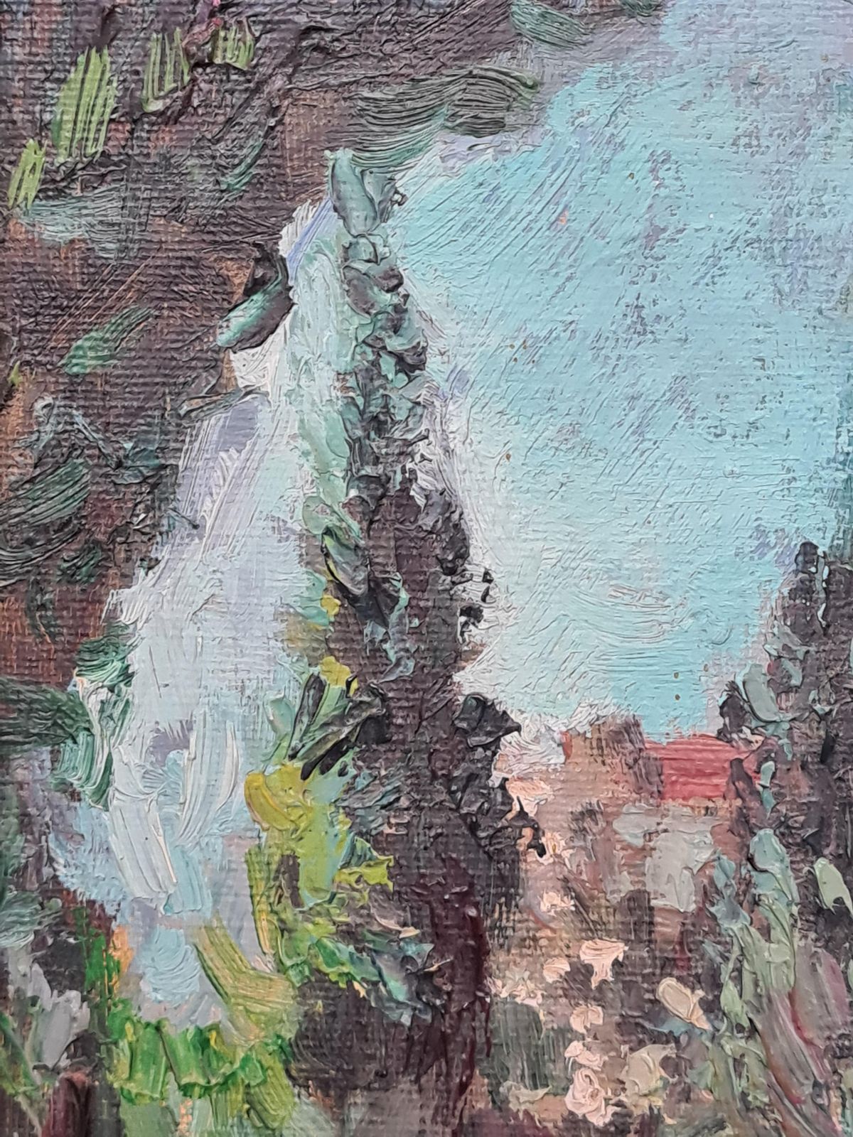 Mediterranean Garden Impressionist Oil Painting, 38x30 Cm By R Voisig photo 700.0