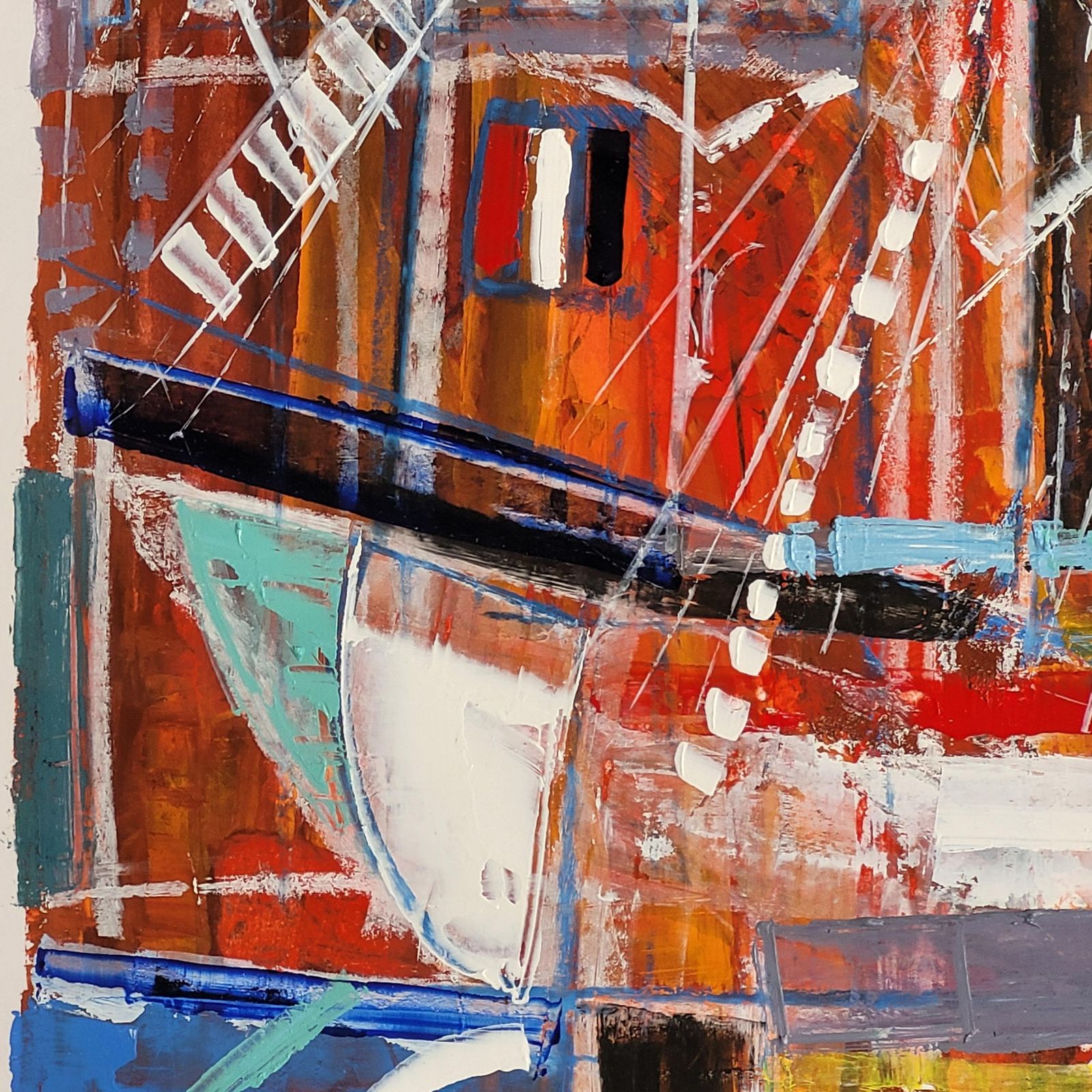 Art The Port Of Saint Tropez. Acrylic On Paper. 73cm X 57cm 1983 By Michel Godjevac photo