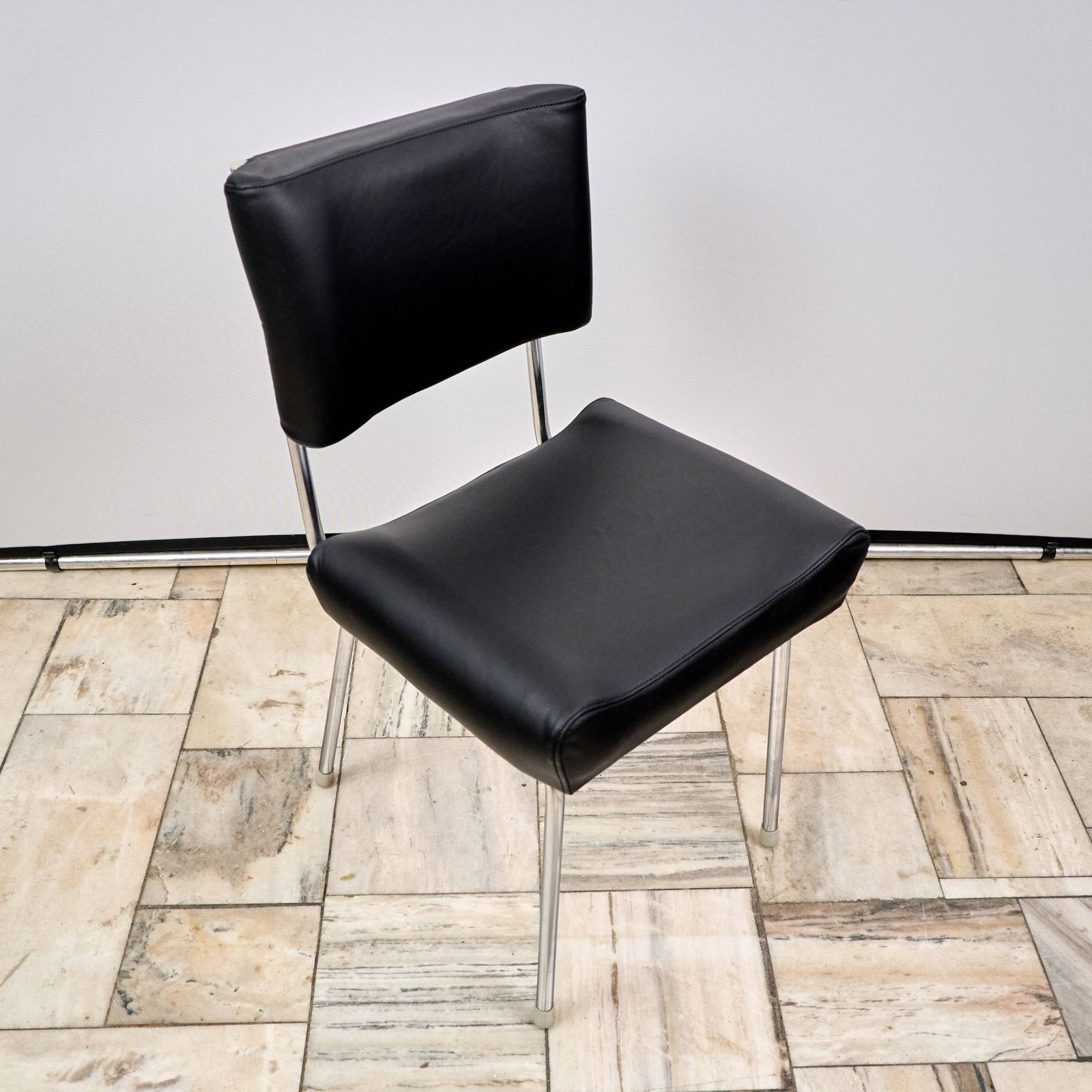 photo for sale Vintage Leather Chair With Chrome Legs, 1970s, Czechoslovakia