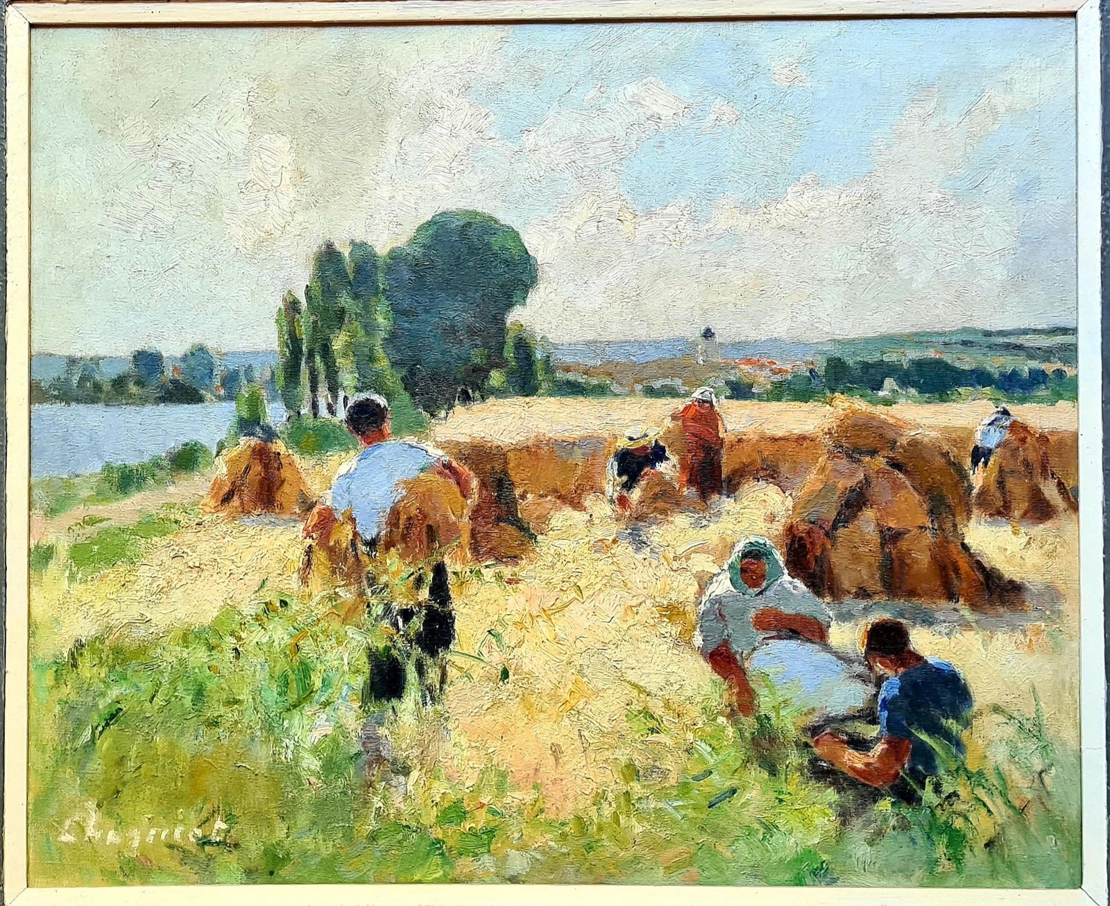 The Harvest, French Impressionist Oil On Canvas, By Alfred Jean Chagniot Pupil Of édouard Vuillard photo furniture