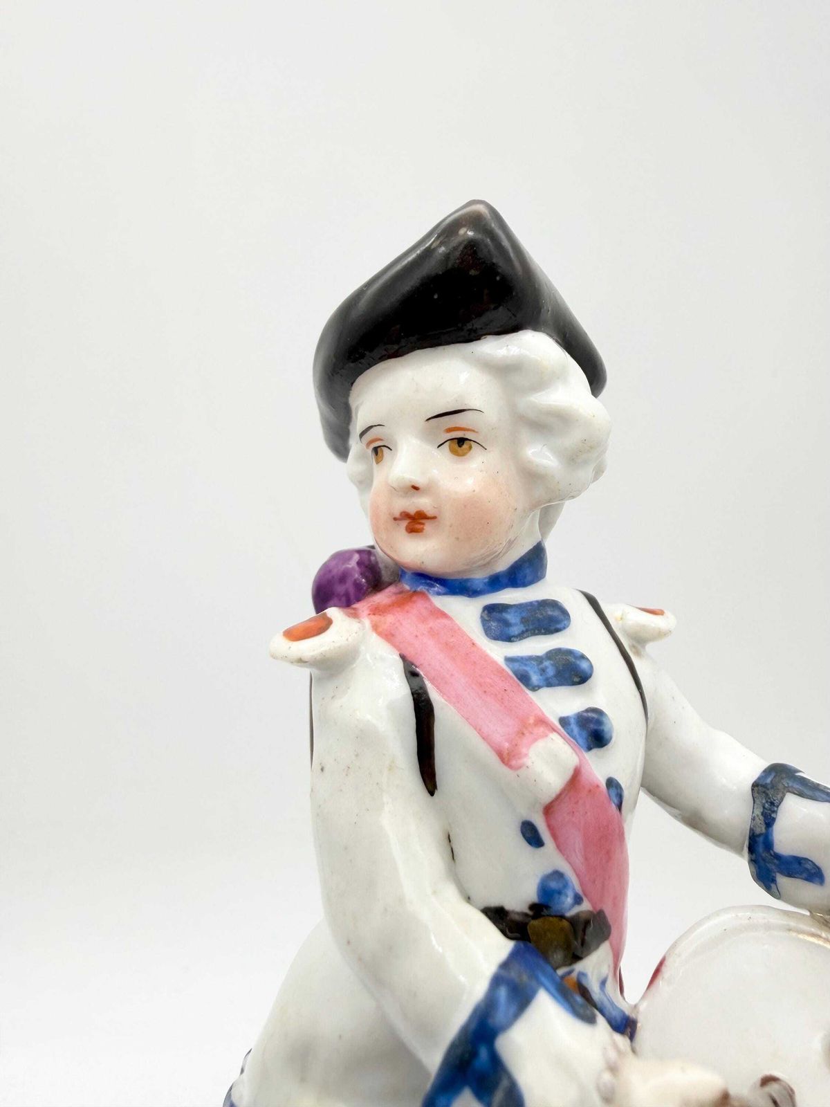 Antique Dresden Drummer Figurine, Hand Painted German Musician Figurine, Collectible European Figurine photo Home Decor