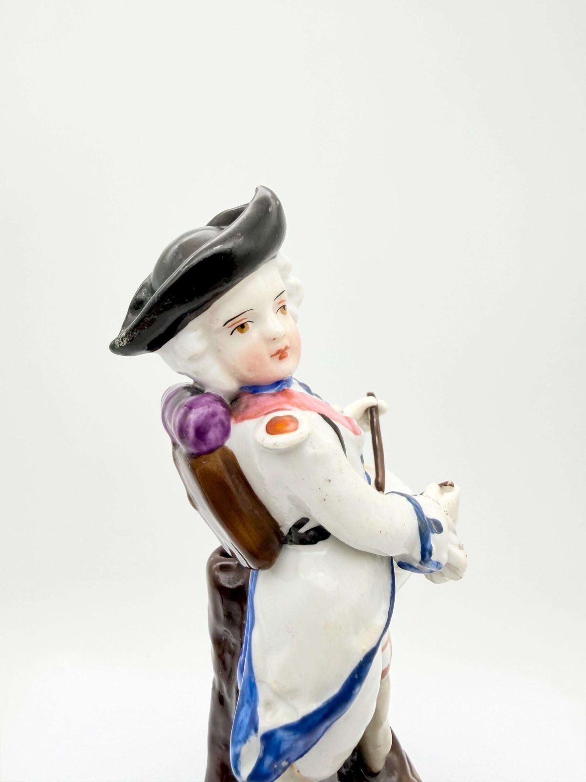 Antique Dresden Drummer Figurine, Hand Painted German Musician Figurine, Collectible European Figurine photo vintage