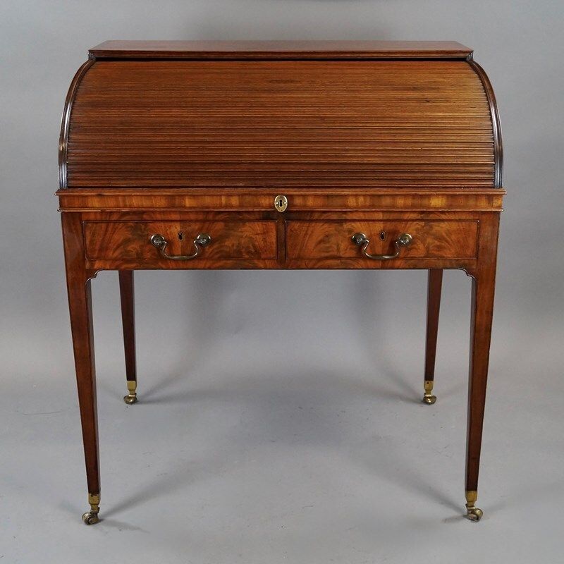 A Fine George III Flame Mahogany Roll Top Desk photo 3475.0