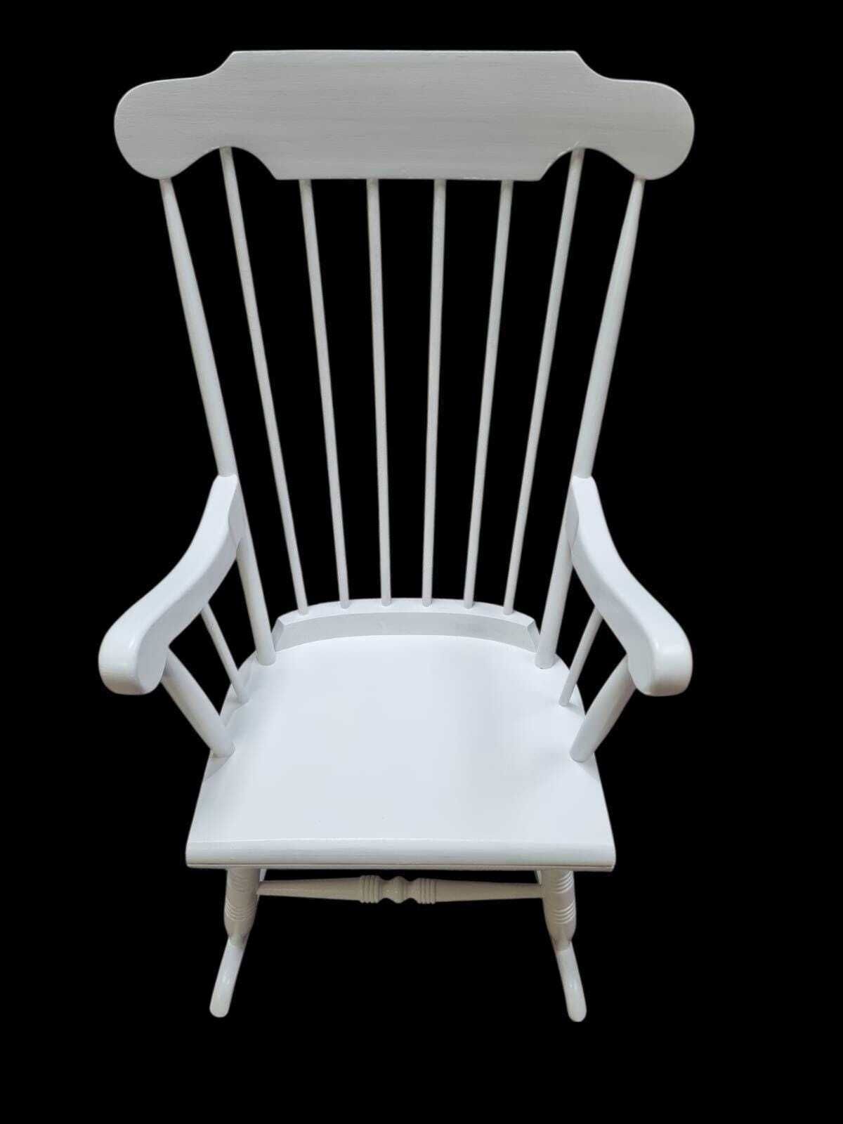 Vintage Wooden Rocking Chair / Painted White / Windsor Style / C.1970
