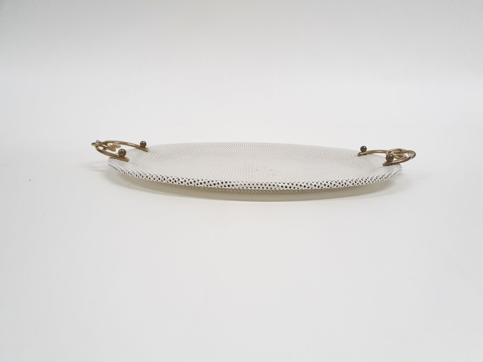 White Metal Perforated Serving Plate, Attrb. To Matthieu Mategot, France 1950's photo Home Decor