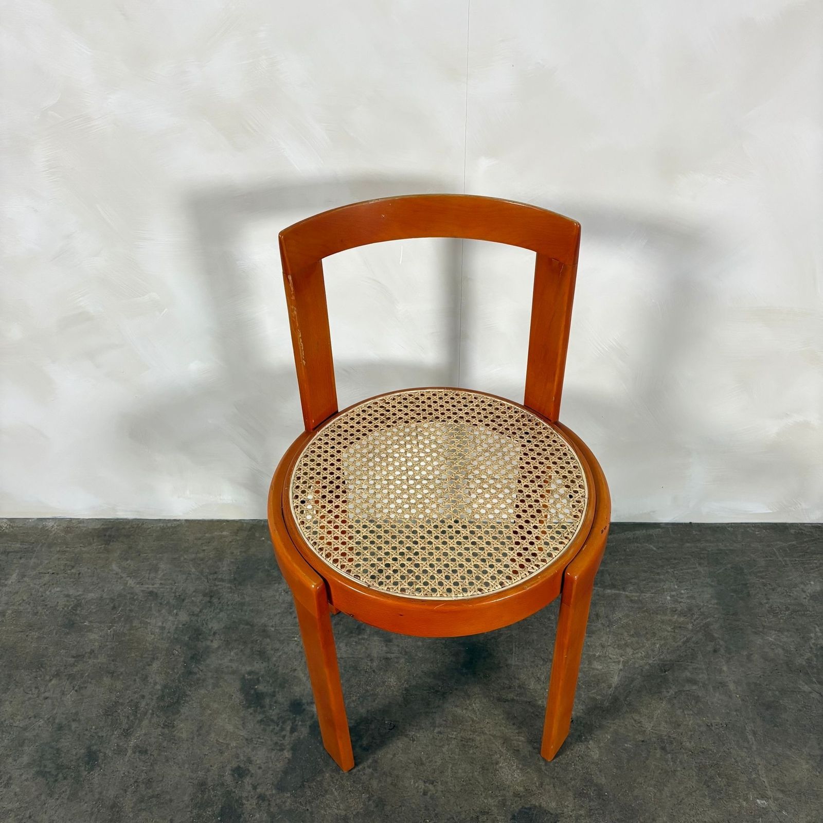 Mid Century Orange & Cane Bruno Rey Style Dining Chair Retro Mcm photo Furniture
