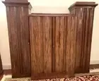 photo furniture Large Antique Mahogany Wardrobe With Drawers, Shelves & Linen Press Sliders In Good Condition