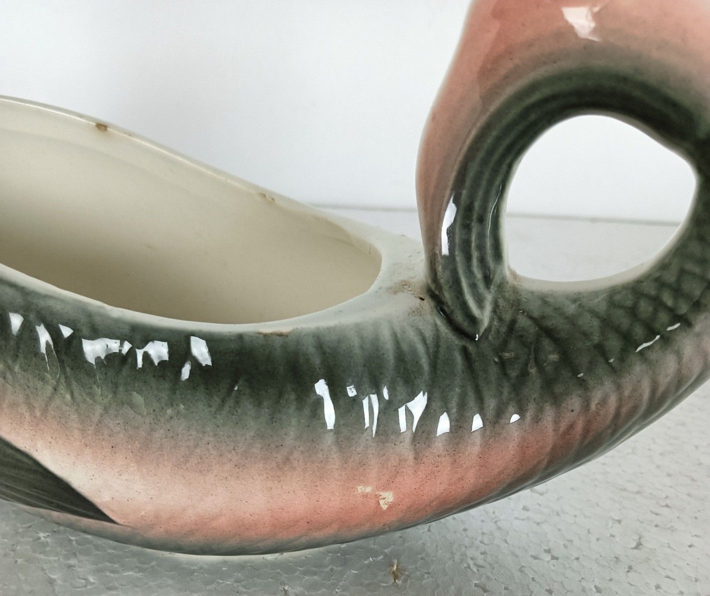 Fish Gravy Boat Sauceboat  Antique Art Nouveau Digoin Sarreguemines France Marke photo for sale