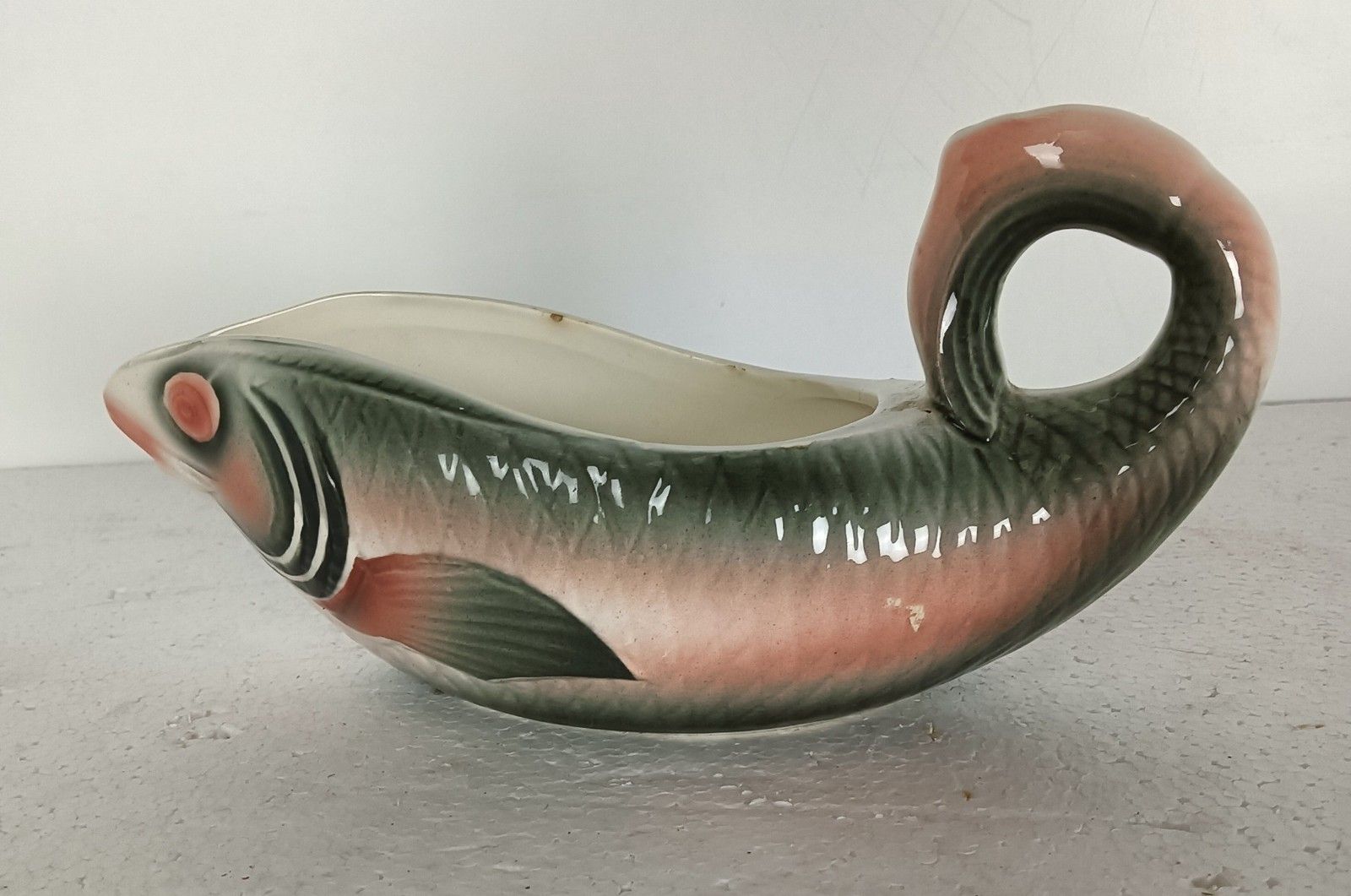 Fish Gravy Boat Sauceboat  Antique Art Nouveau Digoin Sarreguemines France Marke photo 161.0