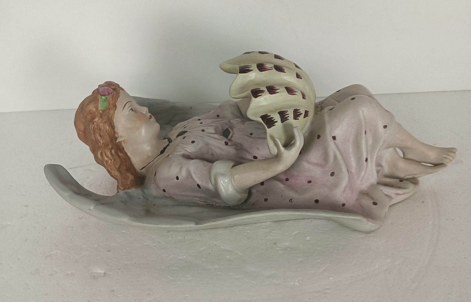 Huge Vintage Holy Water Font Vessel Angel Polychrome Hand Painted Gorgeous Wall photo 402.0