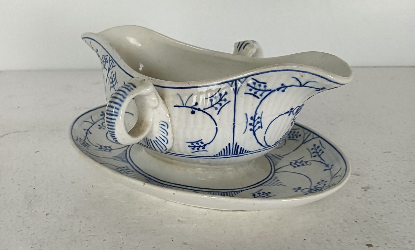 Maastricht Holland  Copenhague Motif Blue White Gravy Boat Sauce Boat Marked 20s photo Home Decor