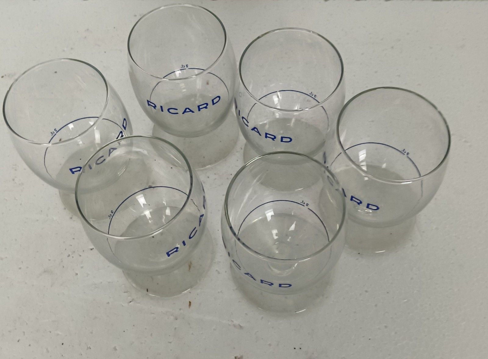 Collection Of 6  French Ricard Glasses Pastis Apero France Collector Htf Feel Su photo Home Decor