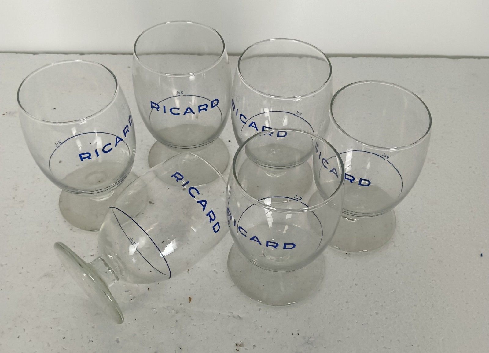 Collection Of 6  French Ricard Glasses Pastis Apero France Collector Htf Feel Su photo 129.0