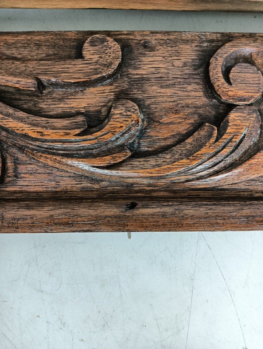 Pair Of Wooden Ornate Reclaimed Cabinet Drawer Panels Antique Salvaged Trims photo for sale