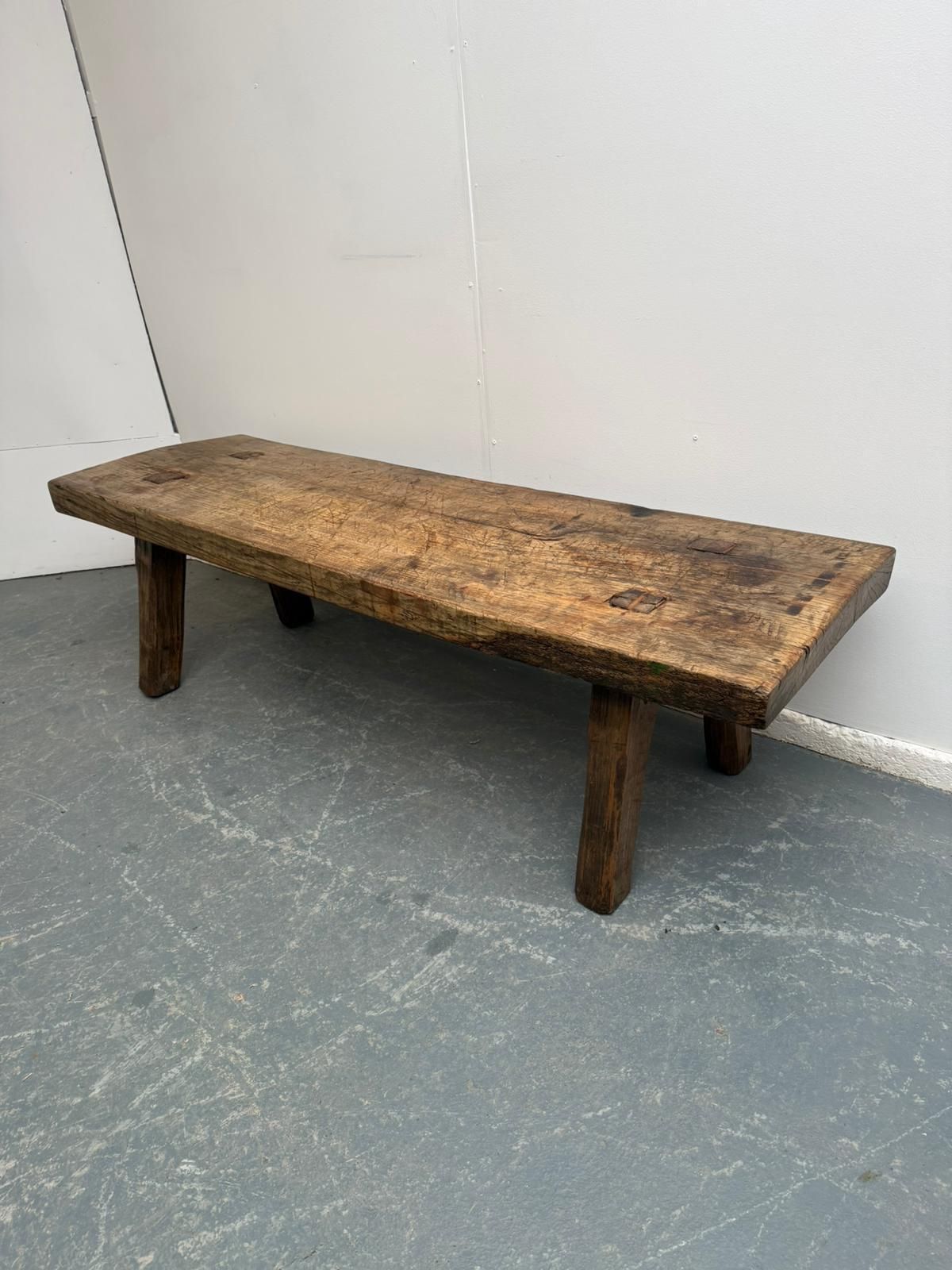 A Narrow Hungarian Antique Oak/Hardwood Coffee Table 171cm