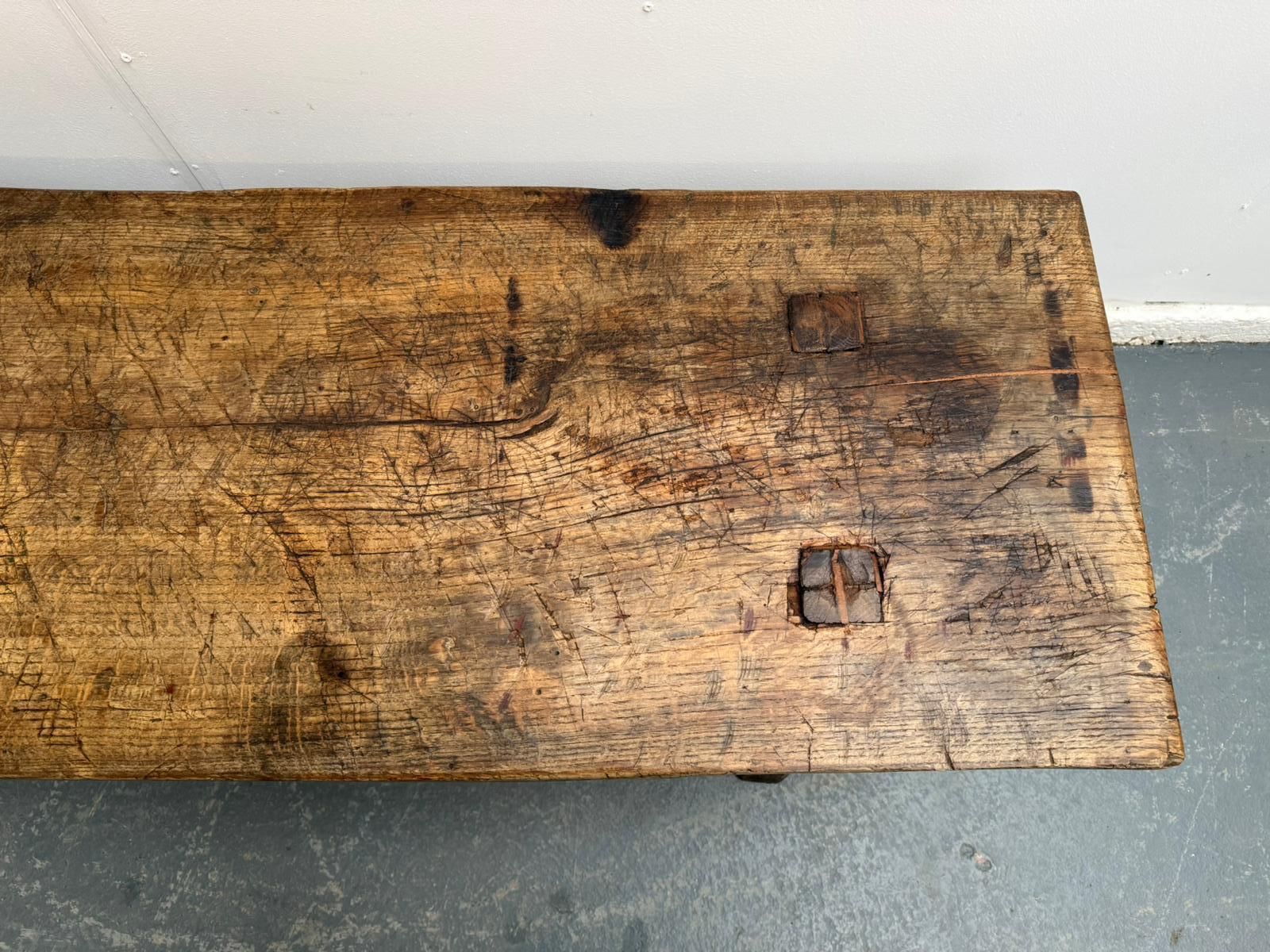 A Narrow Hungarian Antique Oak/Hardwood Coffee Table 171cm photo vinterior