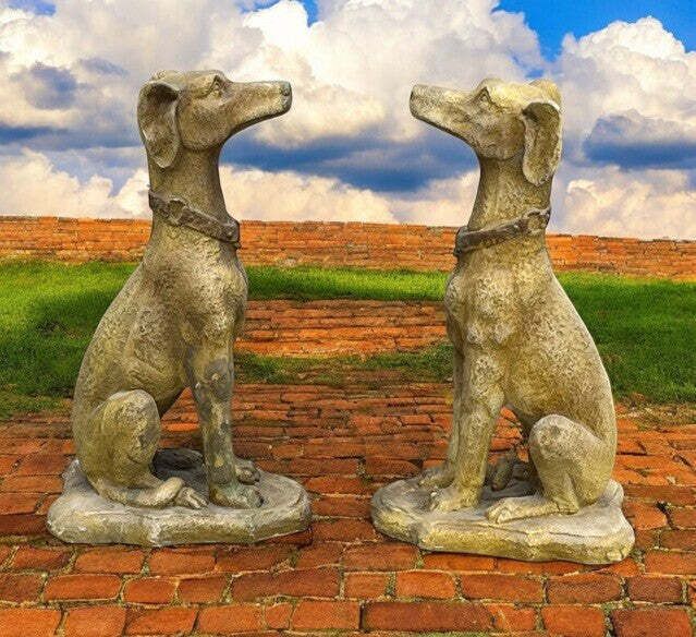 Life Size Pair Of Garden Dog Statues. photo buy