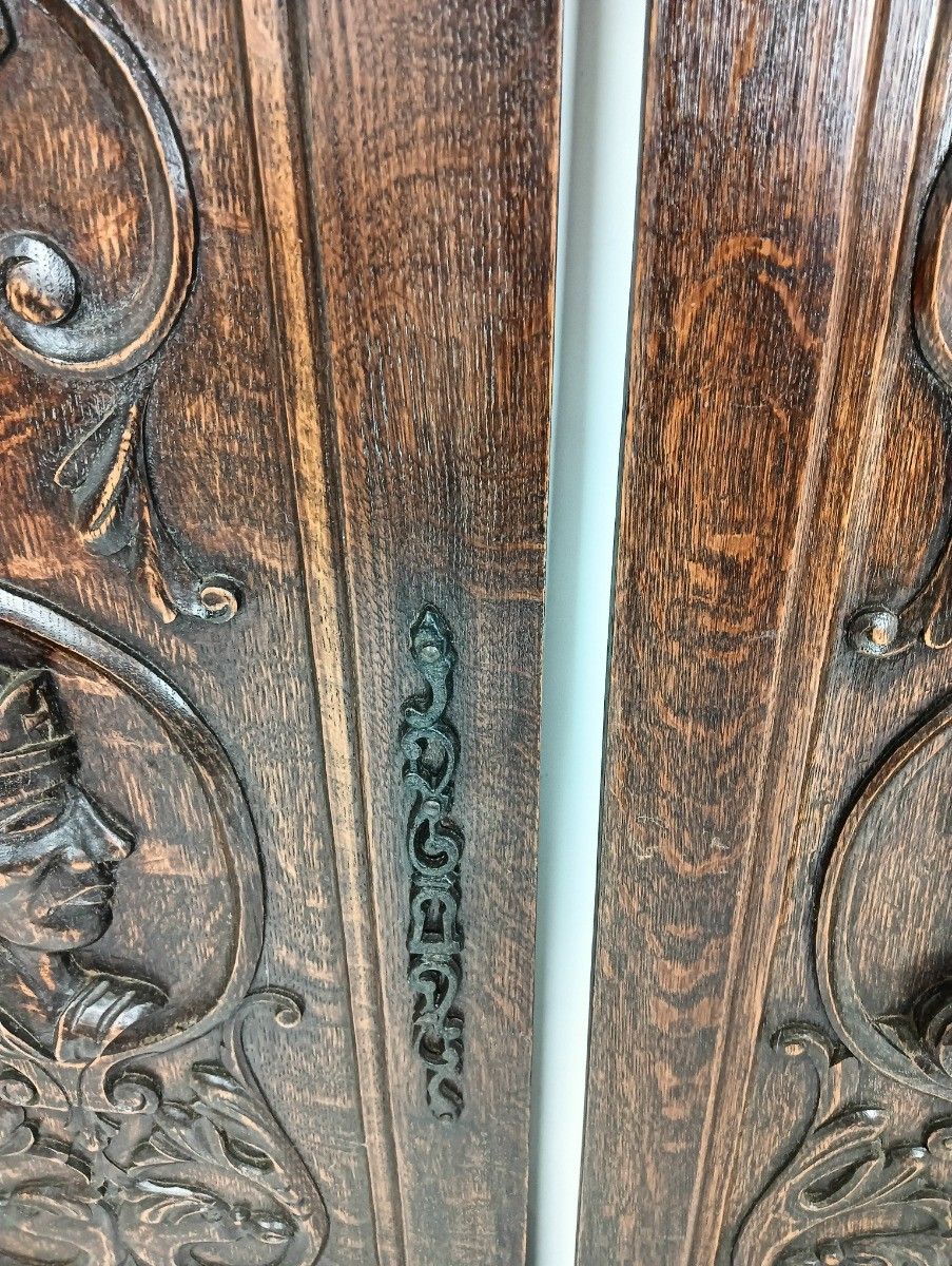 Pair Antique Carved Wood Door Panels Iron Trims Architectural Salvaged Reclaim photo vinterior