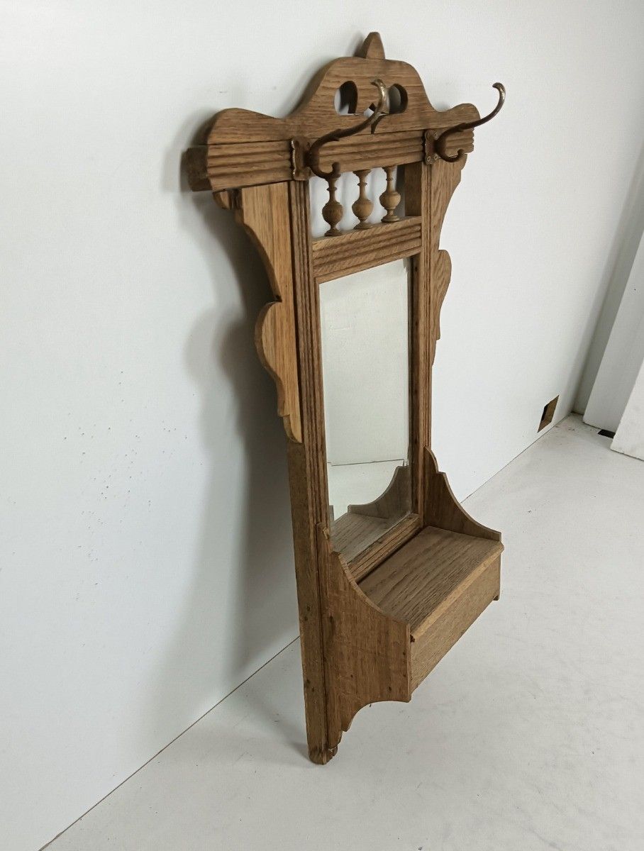 Antique Comb Wall Hanging Cabinet Mirror Hallway Shaving Cabinet Hooks photo for sale