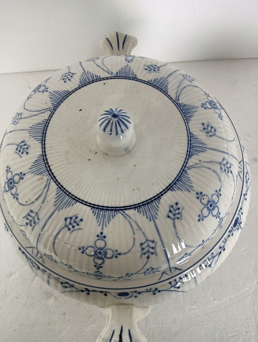 Antique Boch Maastricht Soup Tureen Dish With Ladle Marked Copenhagen Motive photo vinterior
