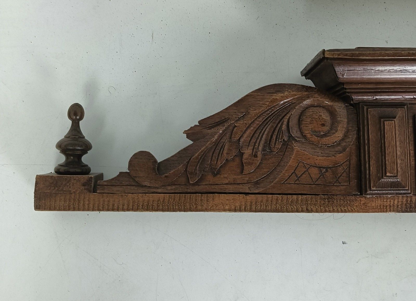 Beautiful Hand Carved Wood Antique Pediment Ornate Over Door Architectural Recla photo vinterior