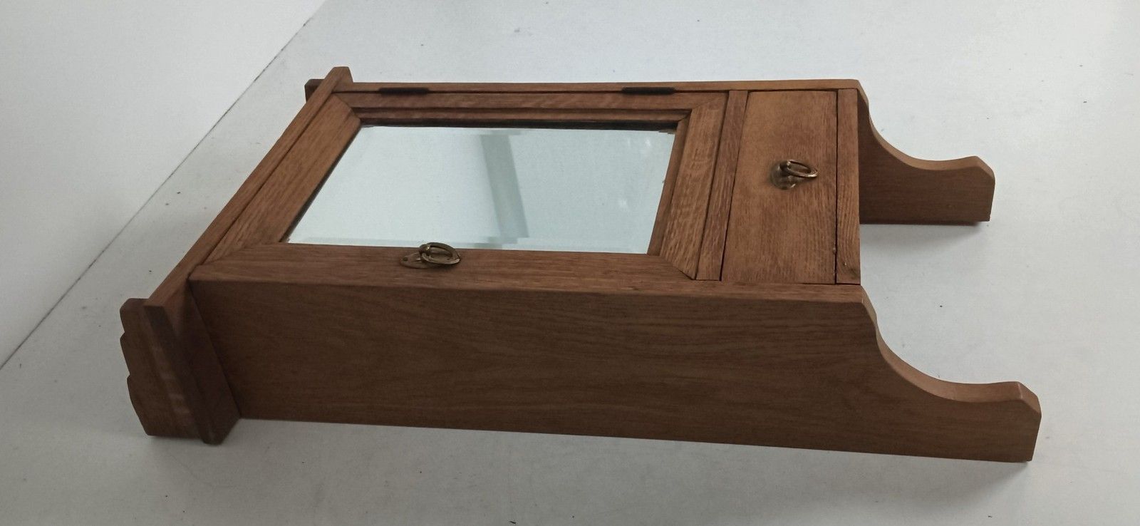 Wall Hanging Vintage Wooden Medicine Apothecary Shaving Cabinet With Beveled Gla photo furniture