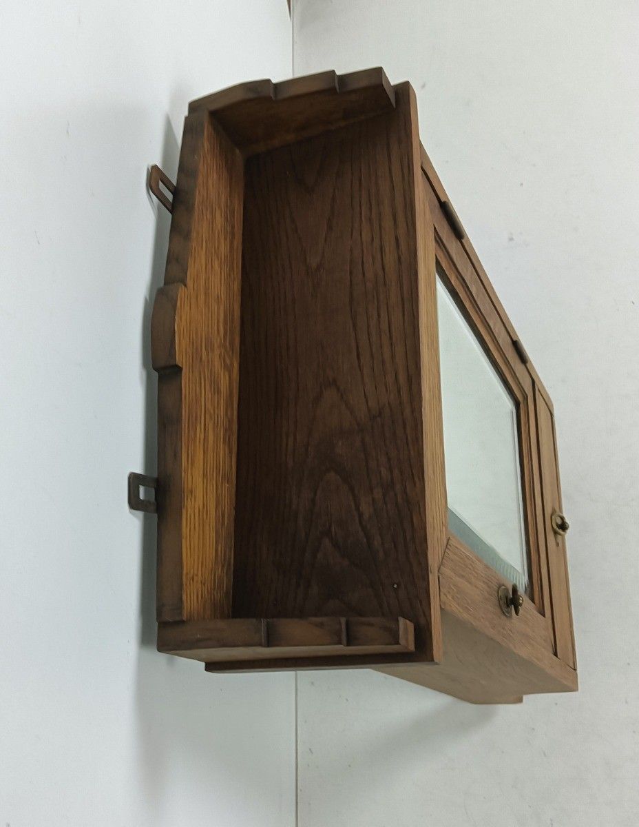 Wall Hanging Vintage Wooden Medicine Apothecary Shaving Cabinet With Beveled Gla photo buy